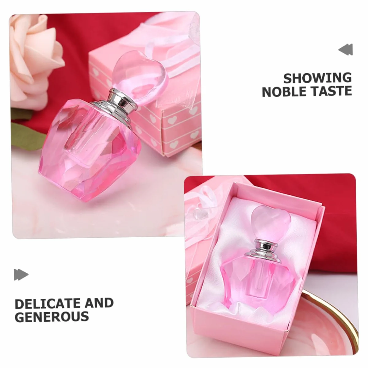 Mały Szklany Flakonik Perfumy z Pudełkiem Urokliwy Flakon Kształcie Serca Idealny Do Przechowywania Perfum Luksusowy Upominek Ślub i Inne Okazje