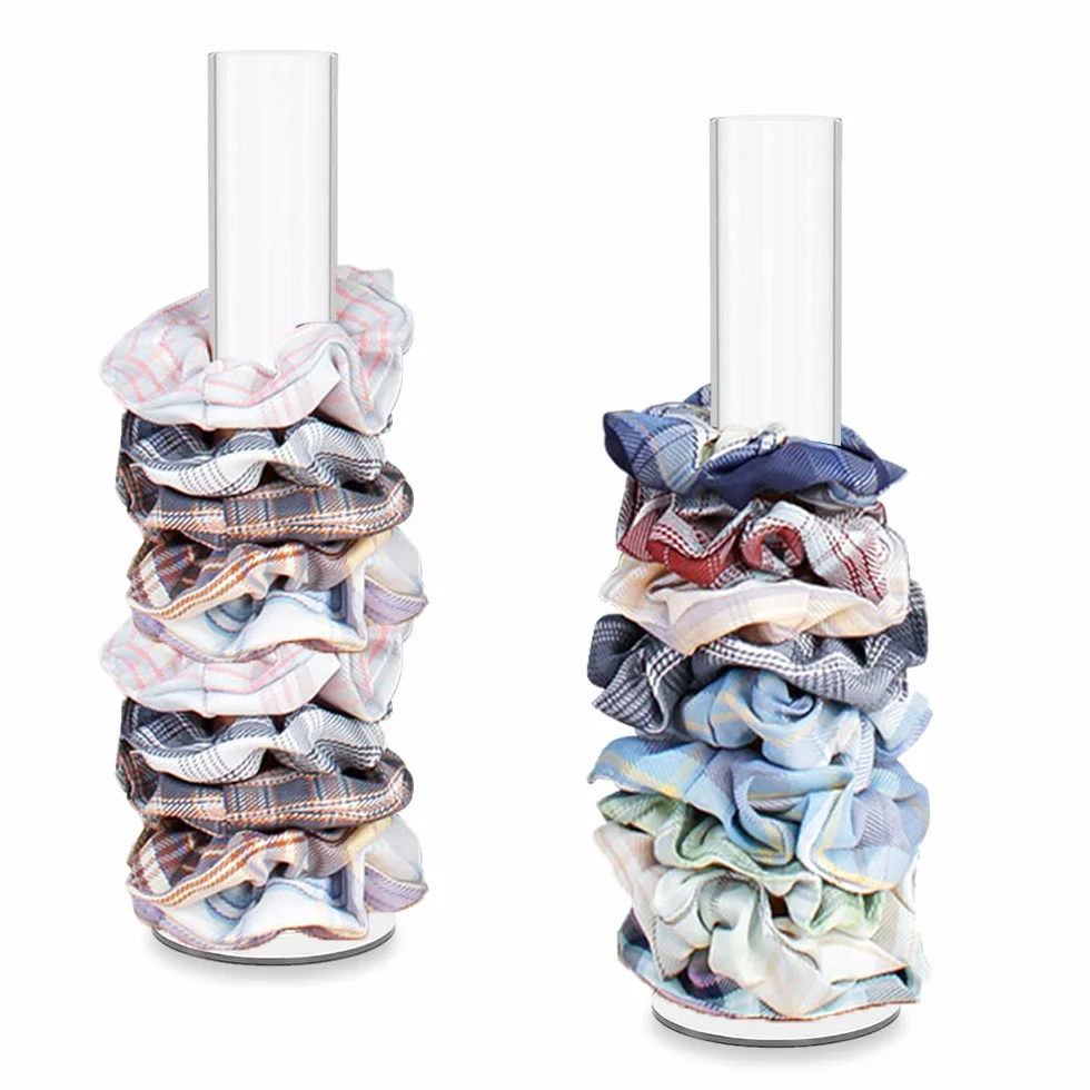 2 sztuki akrylowych uchwytów do scrunchie, przezroczyste organizery do scrunchie, pionowa biżuteria, bransoletka, gumki do włosów, uchwyt na akcesoria dla kobiet, nastolatków, dziewcząt, prezent