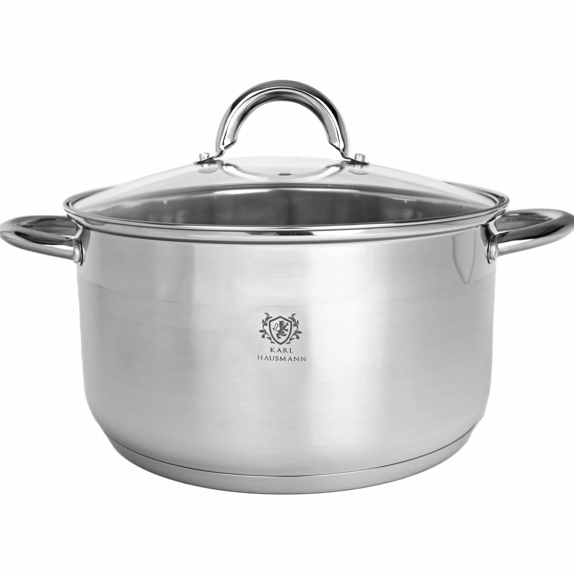 KARL HAUSMANN Garnek ze Stali Nierdzewnej - 3L - Ø 20 cm - ze Szklaną Pokrywką - do Gotowania Zupy, Makaronu, Spaghetti - Kompatybilny ze Wszystkimi Rodzajami Kuchenek, w tym Indukcją