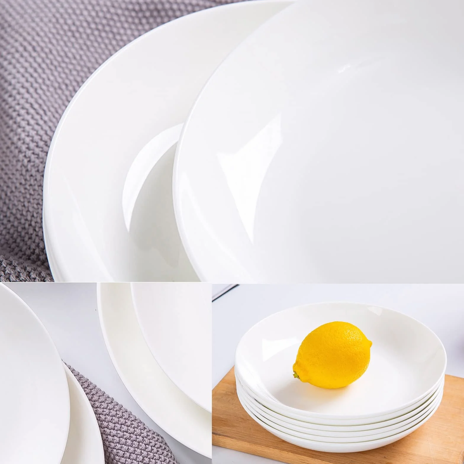 Talerz obiadowy, talerze na przystawki z porcelany kostnej, porcelanowe talerze obiadowe, talerze deserowe lub sałatkowe, okrągłe zestawy zastawy stołowej, bezołowiowe, miski do sałatek z makaronu,