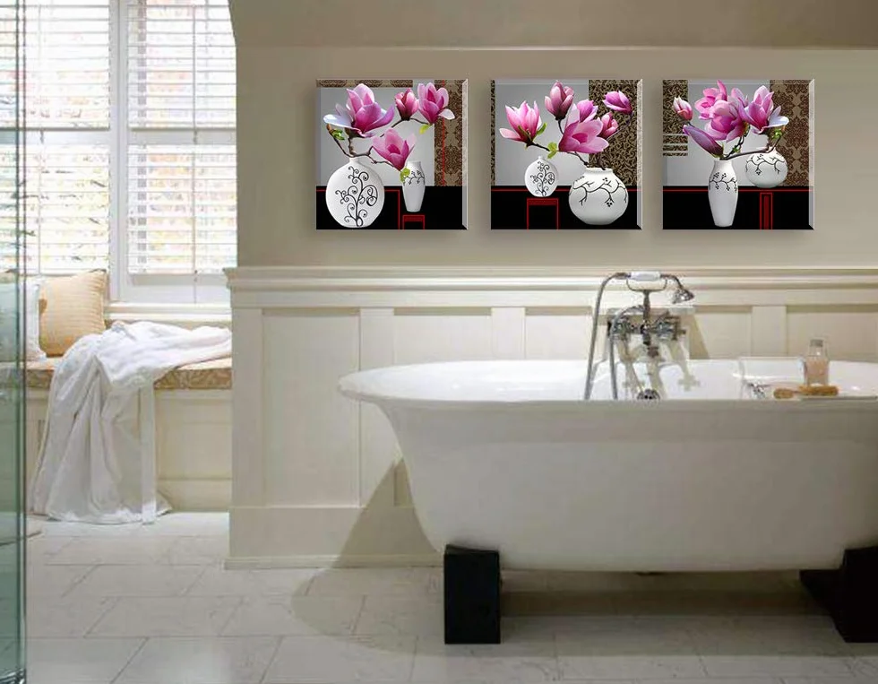 Piy Painting Eleganckie obrazy ścienne, 3 panele, elegancki obraz na płótnie z orchideą – pełne kwitnienie kwiatów, wydruki na płótnie z ramą, gotowe do powieszenia, sztuka dekoracyjna do sypialni