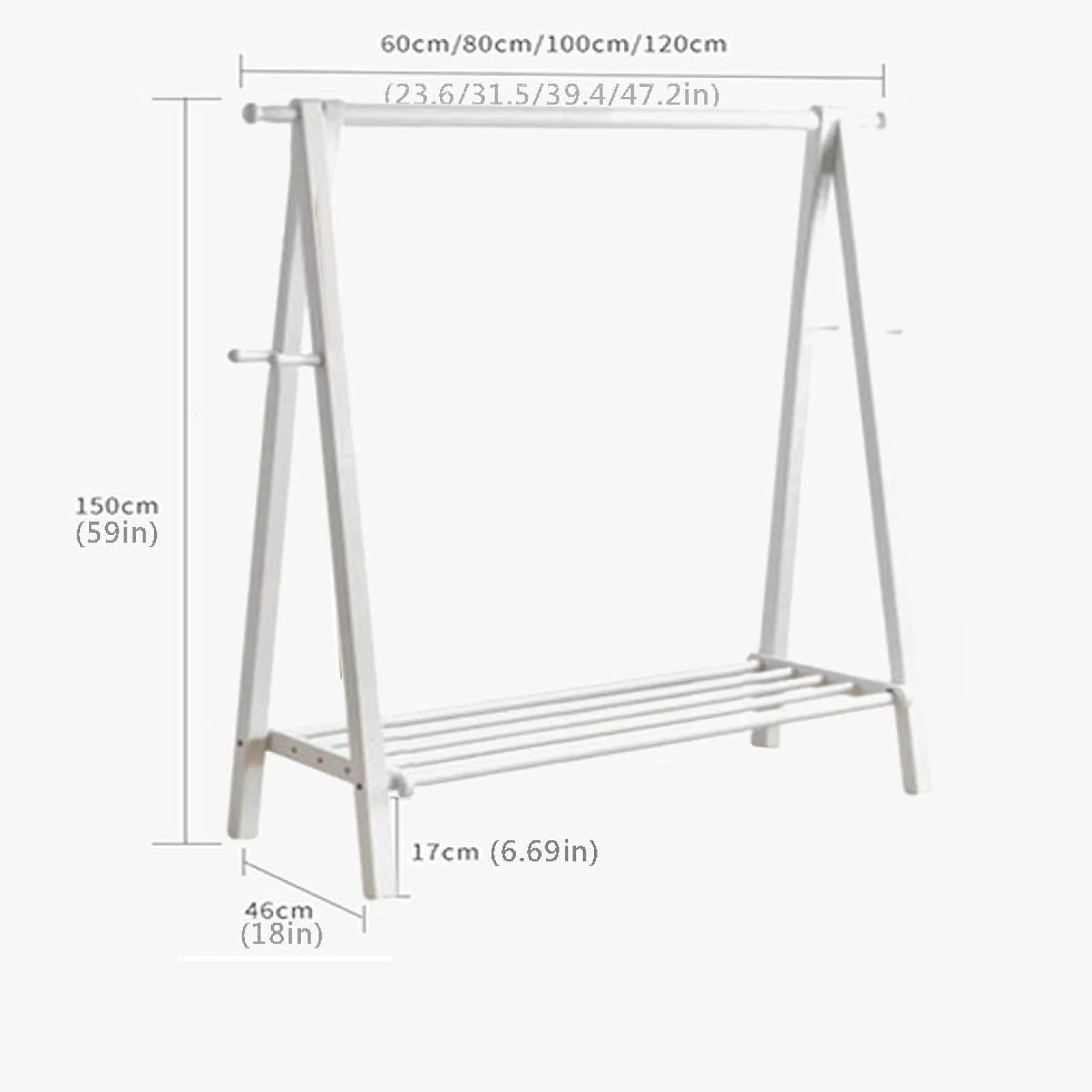 Drewniany wieszak na ubrania nowoczesny minimalistyczny otwarty stojak na ubrania 120 cm wiszący wieszak na ubrania do domu biura przedpokoju sypialni - stylowe i funkcjonalne rozwiązanie do