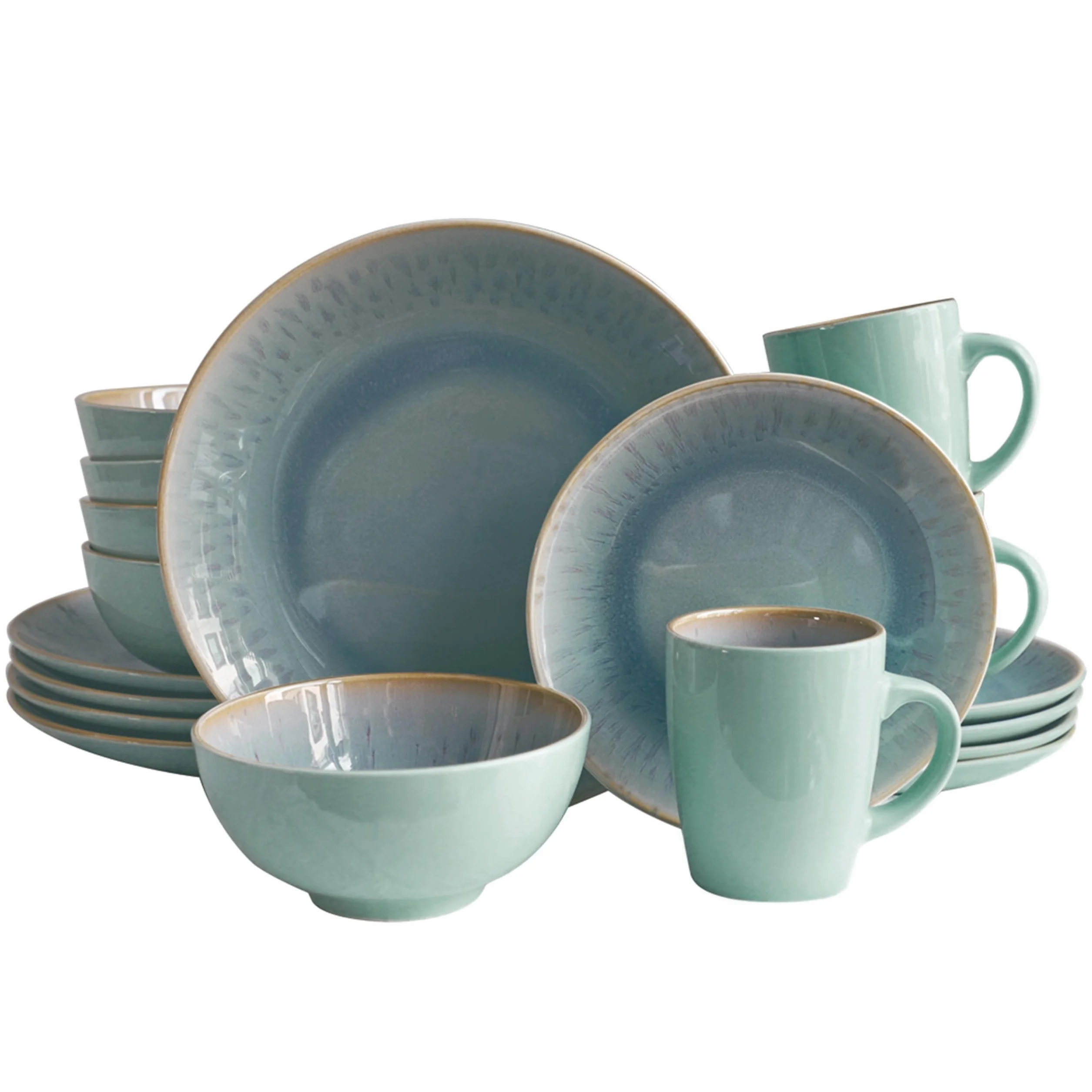 ECHTWERK 24-częściowy serwis stołowy w stylu vintage "Ana" nowoczesny design, dla 6 osób, stylowy zestaw naczyń z porcelany z 6 talerzami obiadowymi, 6 x talerzykami, 6 x miseczkami, 6 x filiżankami