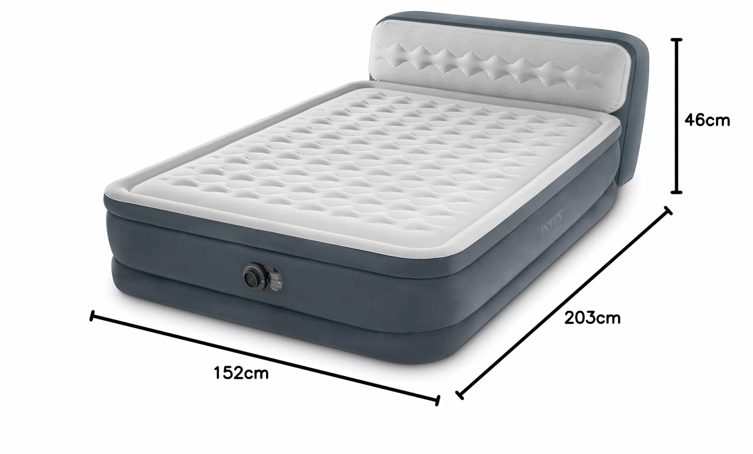 Intex 64448ND - Materasso Dura-Beam Ultra Plush Headboard Autogonfiante, 152x236x86 cm