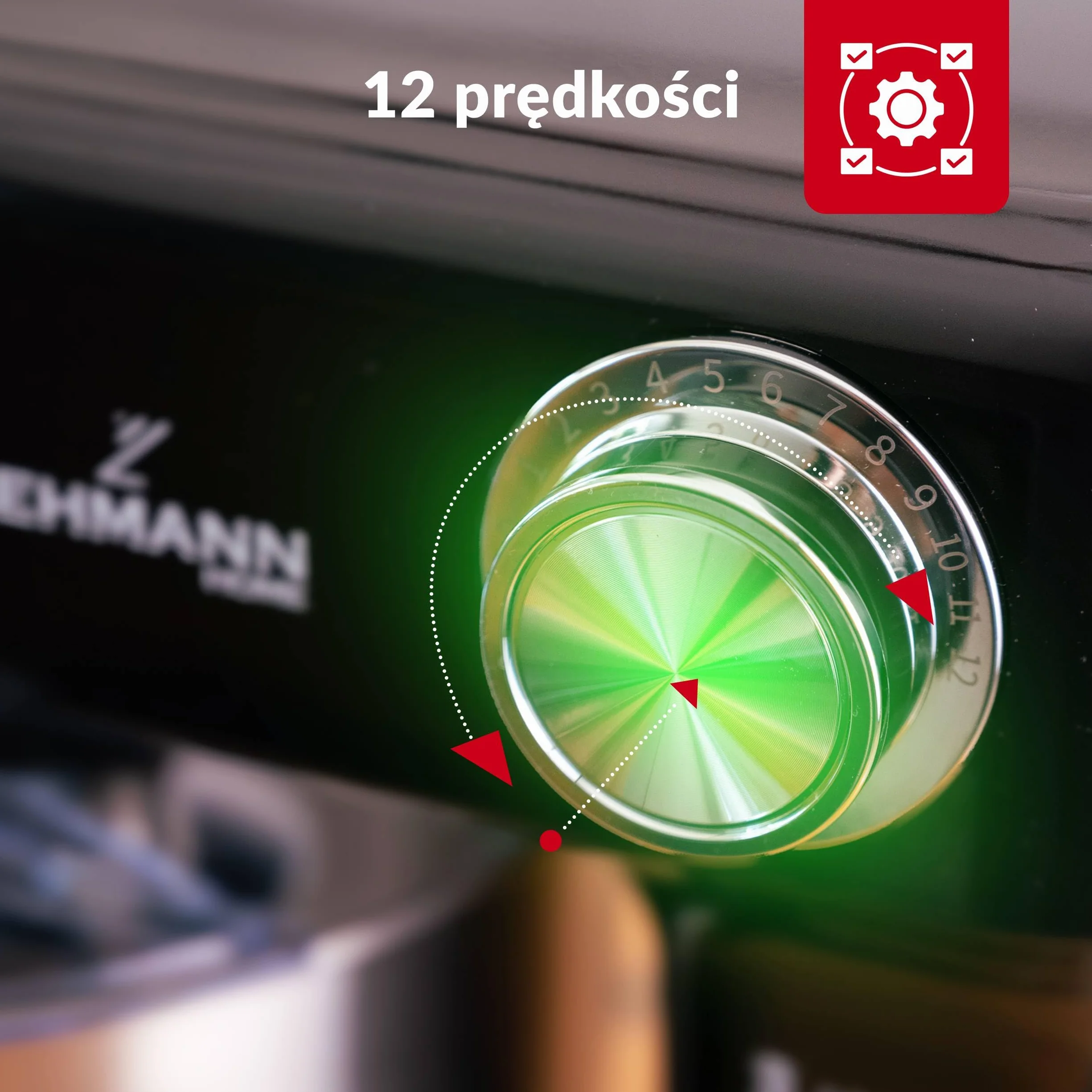 LEHMANN Robot kuchenny planetarny, 12 -prędkości, 3 końcówki: trzepaczka, ubijak, hak, ochrona przed pryskaniem – misa z uchwytem 5l i pokrywką