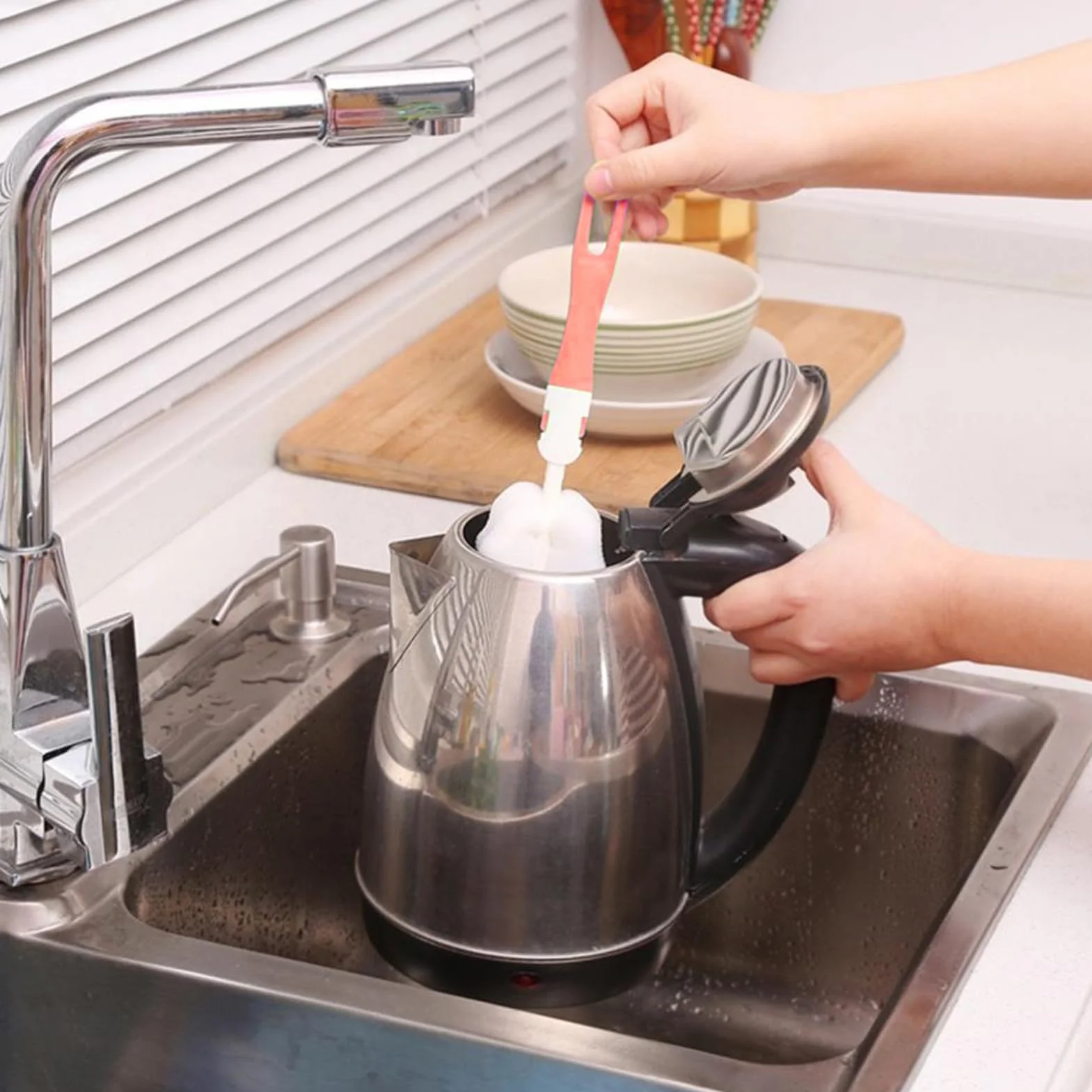 Bottle Cleaner Brush Scrubber, 22cm PP Cup Sponge Brush, Ergonomic Handle Scrubbing Tool for Tumblers, Mugs, Glasses, Kitchenware, Household Washing