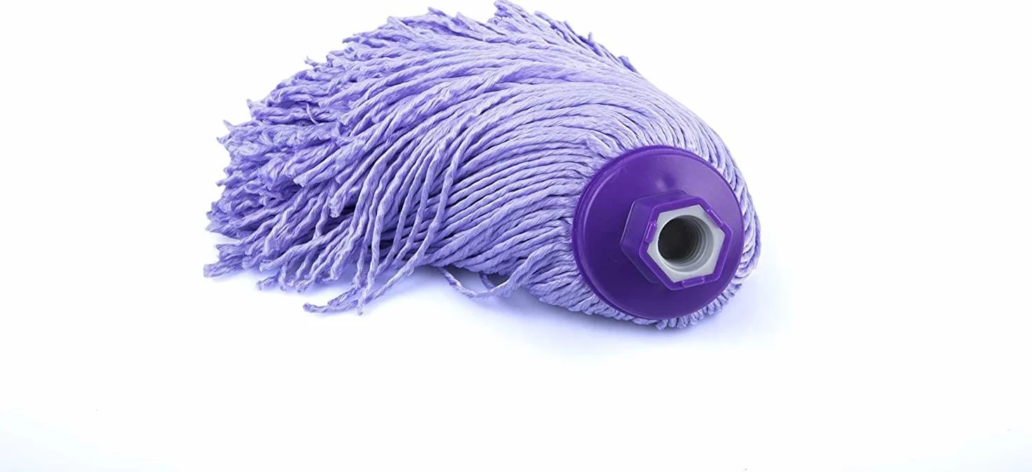 Mery | Mop z mikrofibry | Super chłonny mop | Bardzo duża głowica | Nie pozostawia śladów | Wykonany z krzyżem | Większa trwałość | Uniwersalny gwint | Kolor: liliowy, 22 cm