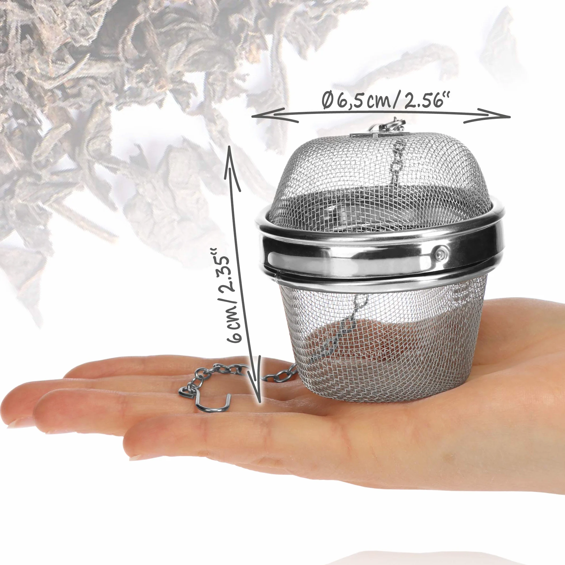COM-FOUR® 2x sitko do herbaty wykonane ze stali nierdzewnej 304 - zaparzacz do herbaty Ø 6,5 cm do herbaty sypanej, przypraw i ziól - filtr do herbaty o drobnych oczkach z lancuszkiem