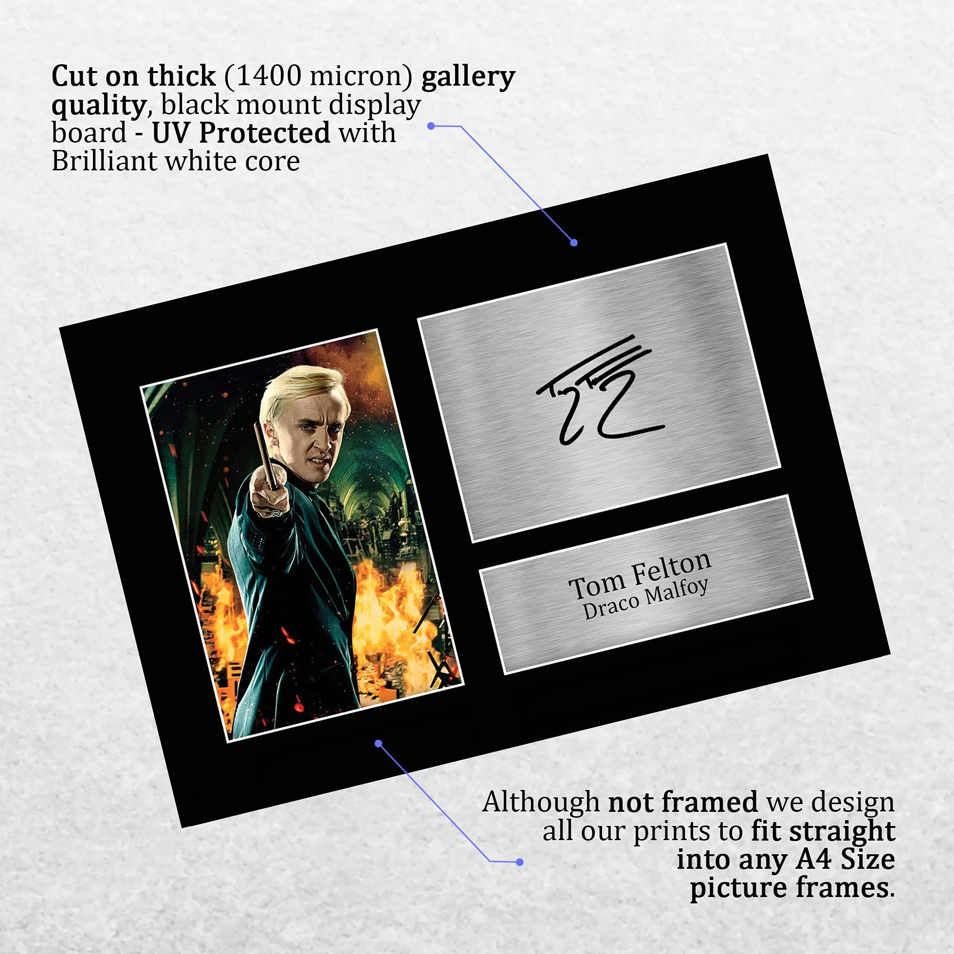 HWC Trading A4 Tom Felton Harry Potter Draco Malfoy prezenty z nadrukiem podpisanym autografem dla fanów pamięci filmowej