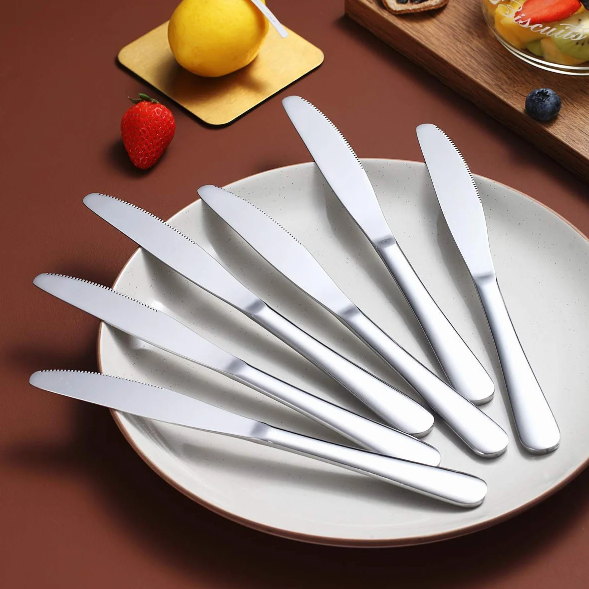 Kyraton 6-częściowy nóż do menu, stal nierdzewna, 22,8 cm, zestaw noży do steków, nóż stołowy, zestaw noży do masła, sztućce, nadaje się do mycia w zmywarce (srebrny)