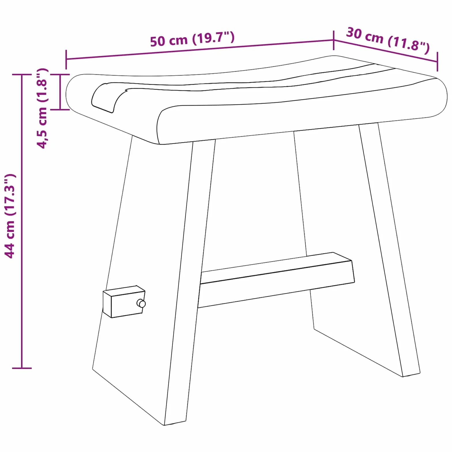Naturalny taboret prysznicowy, 50 x 30 x 44 cm, z litego drewna suarowego, tacą z żywicy i pękniętym szkłem, nowoczesny design do łazienki, stojak na rośliny lub akcesoria prysznicowe