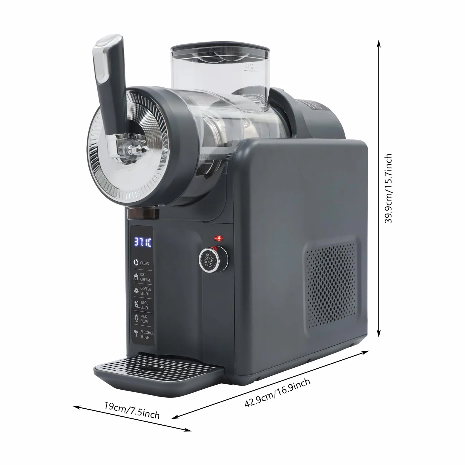 185 W, 1,8 l, maszyna do mrożonych napojów, maszyna do lodów, slushie, wyświetlacz LED, 5 automatycznych programów + samoczyszczenie, -12,2 ~ 0,04 ℃ (czarna)