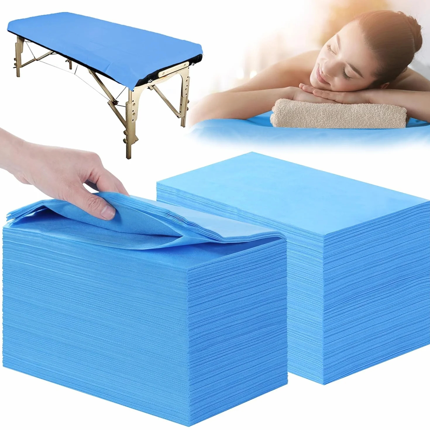 NEWFUN Jednorazowe prześcieradło, 100 sztuk jednorazowe prześcieradło do masażu, włóknina do masażu, 80 x 180 cm, nadaje się do salonów kosmetycznych, spa, masażu, hotelu, kosmetyczki