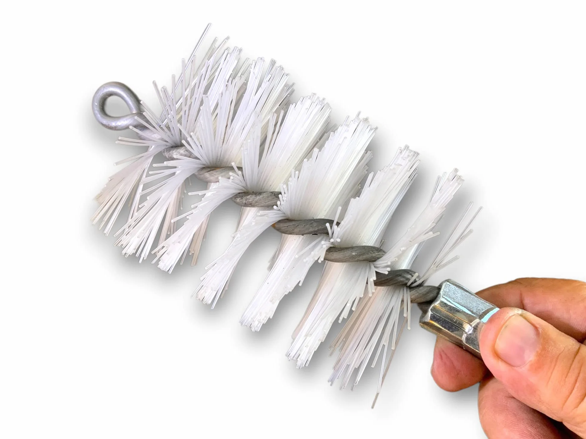 Zestaw szczotek do rur PRO NYLON Ø 75 mm | 1 drążek sztywny 100 cm + przedłużacz 100 cm + 1 elastyczny pręt 80 cm + 1 fretka kablowa 7 metrów | Złączka M12*175 | Szczotka do czyszczenia rur | Kibros 41SCN75TF