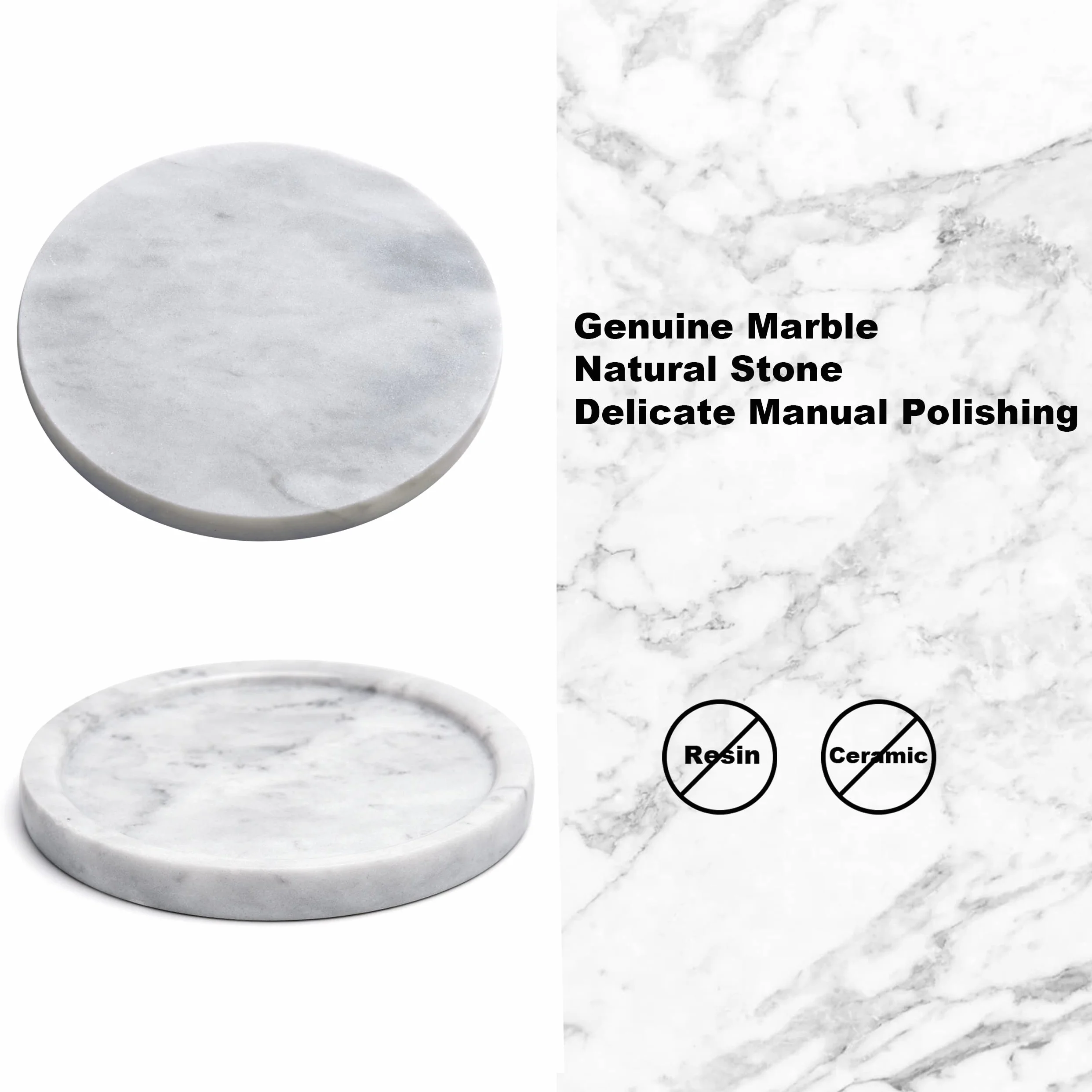 Okrągła taca z naturalnego marmuru 14 cm do przechowywania biżuterii i perfum