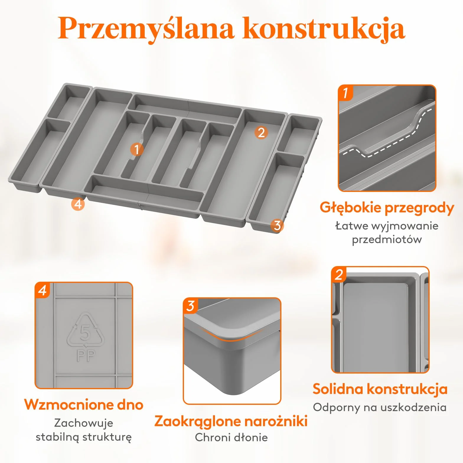 Lifewit Pojemnik na sztućce, wkład na sztućce 816 x 420 mm, do szuflady 90, zdejmowany uchwyt na przybory kuchenne, uchwyt na sztućce z tworzywa sztucznego, wkład do szuflad, organizer kuchenny na