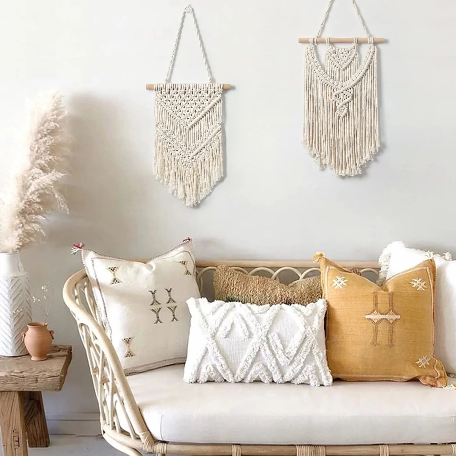 LOMOHOO 2 sztuki makramy dekoracja ścienna boho do domu