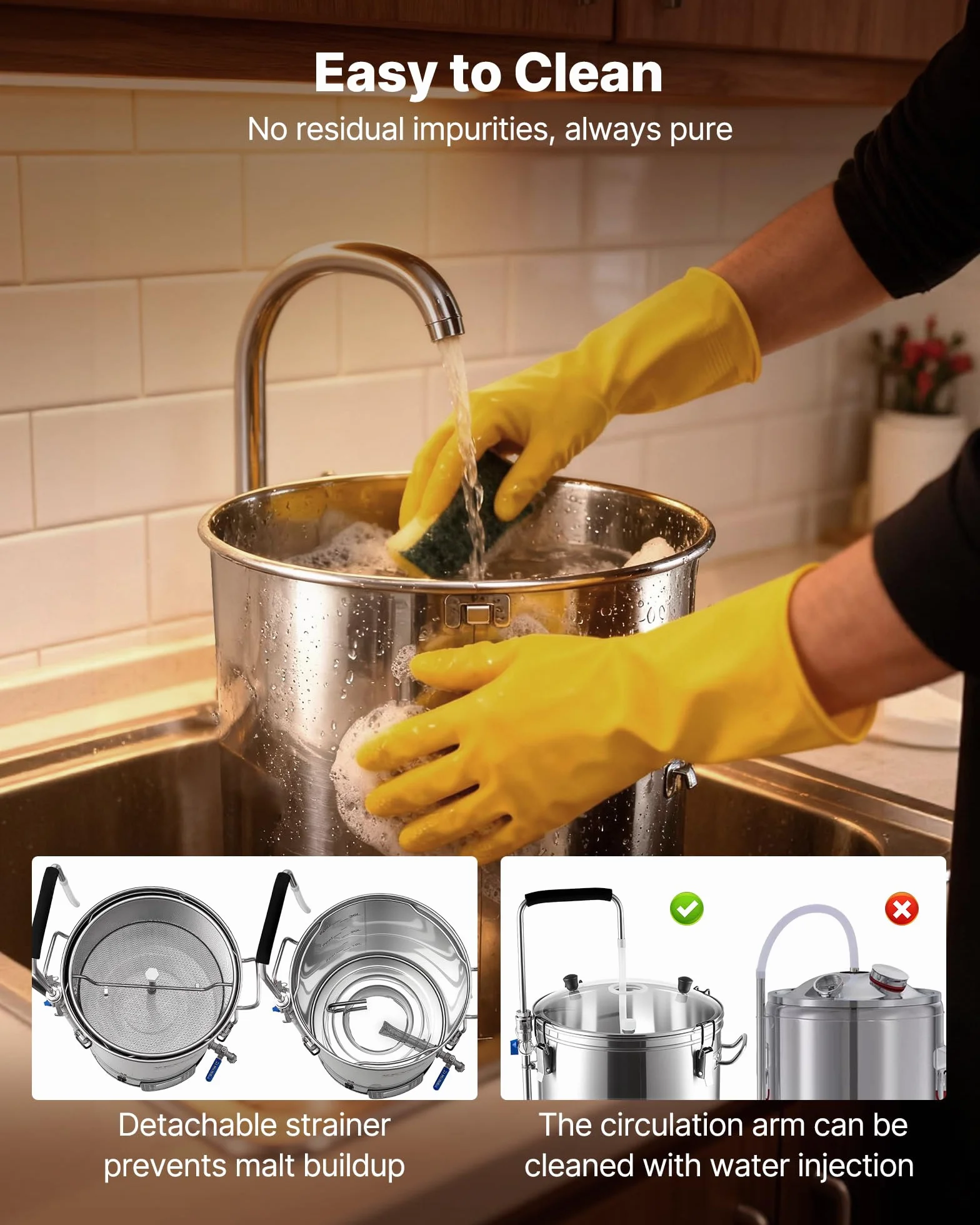 Vevor Electric Brewing System 8 Gal Home Beer Brewer Auto/Manual Garnek do Produkcji Piwa, Srebrny, 35 litrów