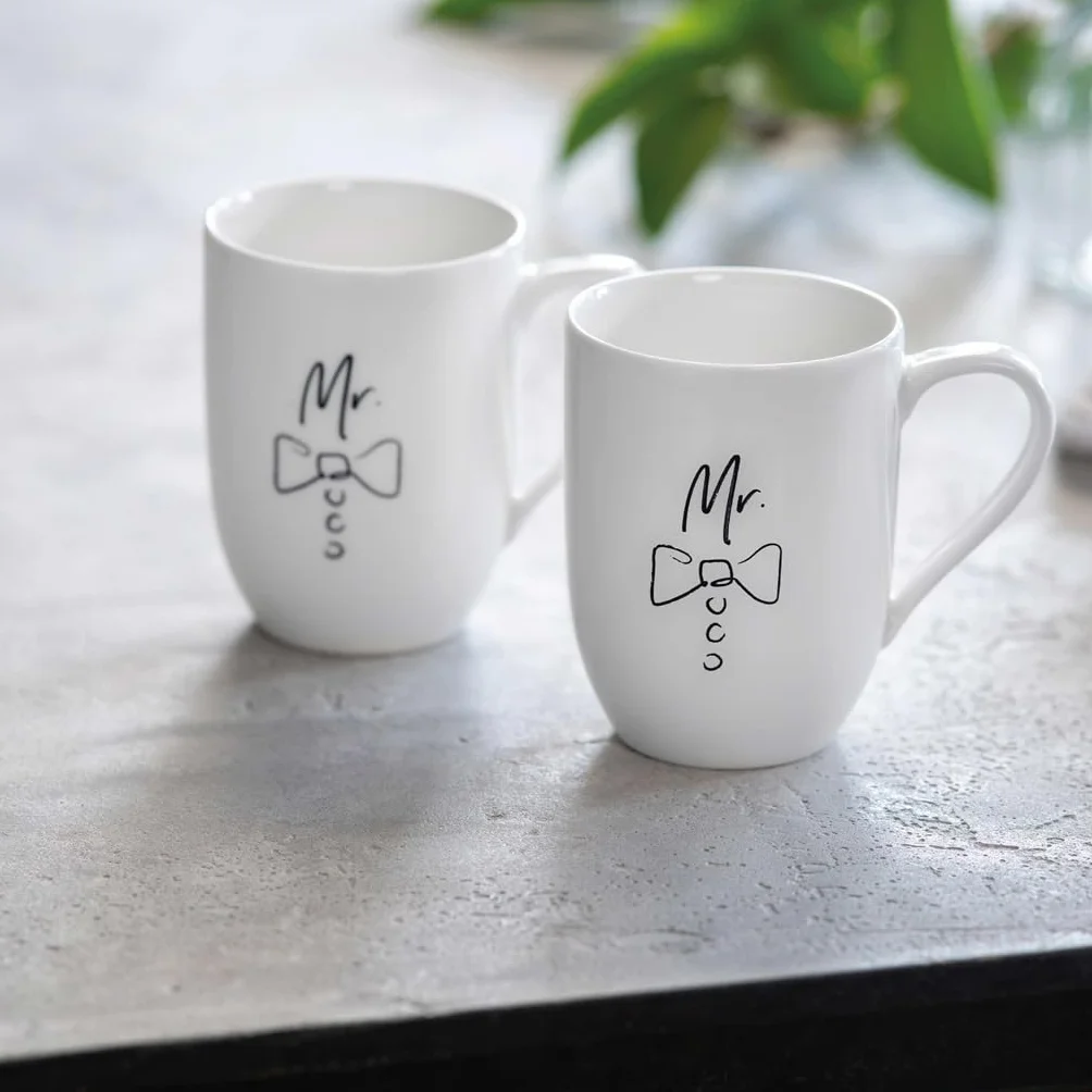 Villeroy & Boch – Zestaw Kubków Statement Mr & Mr, zestaw 2 kubków, 290 ml, opakowanie na prezent, Wysokiej jakości kubki z porcelany premium, Idealne dla par, Prezent na śluby