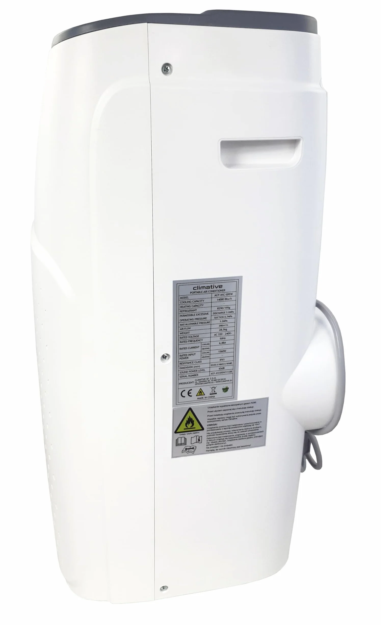 Climative AC41-S JET WiFi Klimatyzator przenośny 4,1 kW BTU 14000 41 m² 3w1 Osuszanie Wentylacja