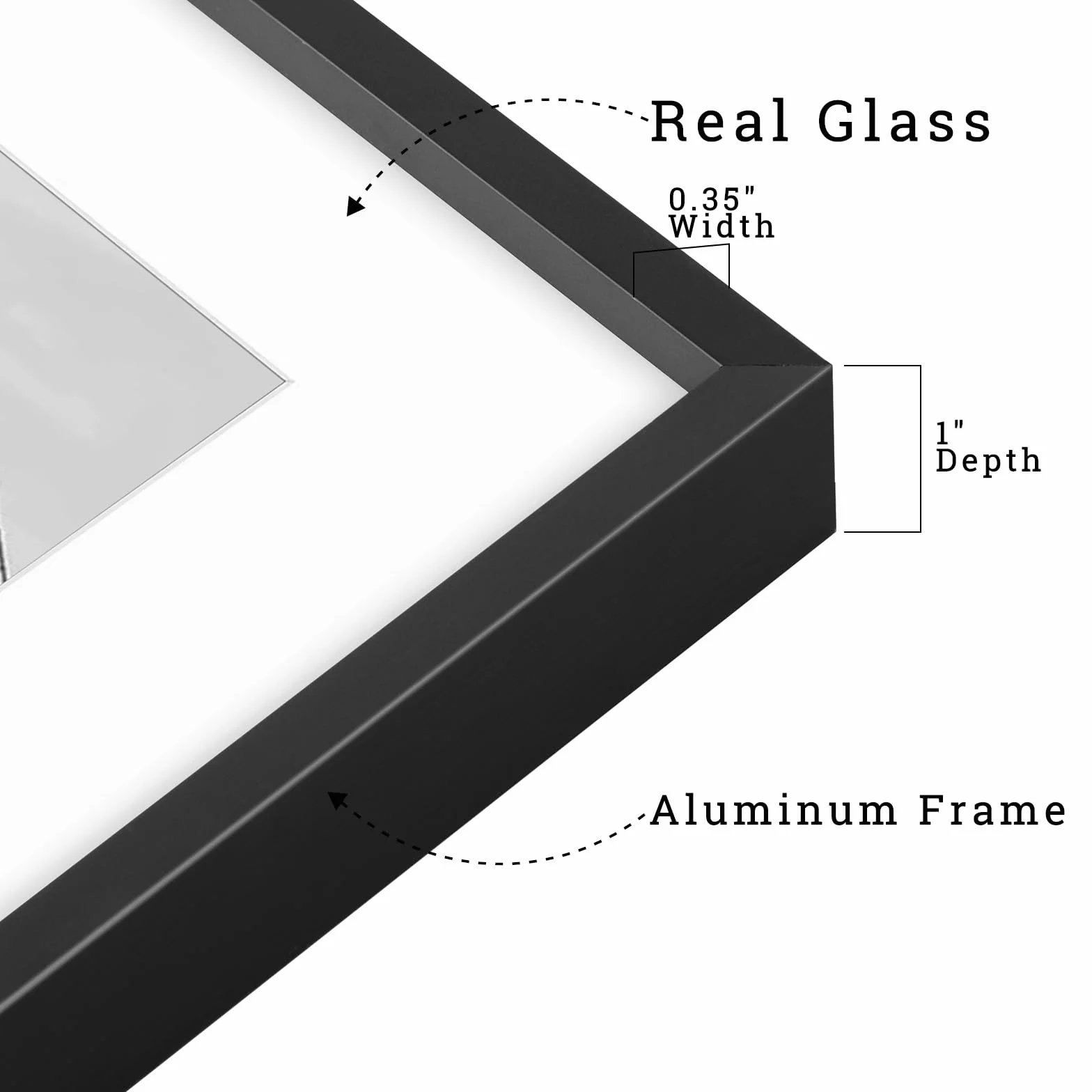 Frametory, Kolekcja metalowych ramek na zdjęcia 16 x 20, aluminiowa ramka na zdjęcia z matą w kolorze kości słoniowej do zdjęć 11 x 14 i prawdziwe szkło (czarna)