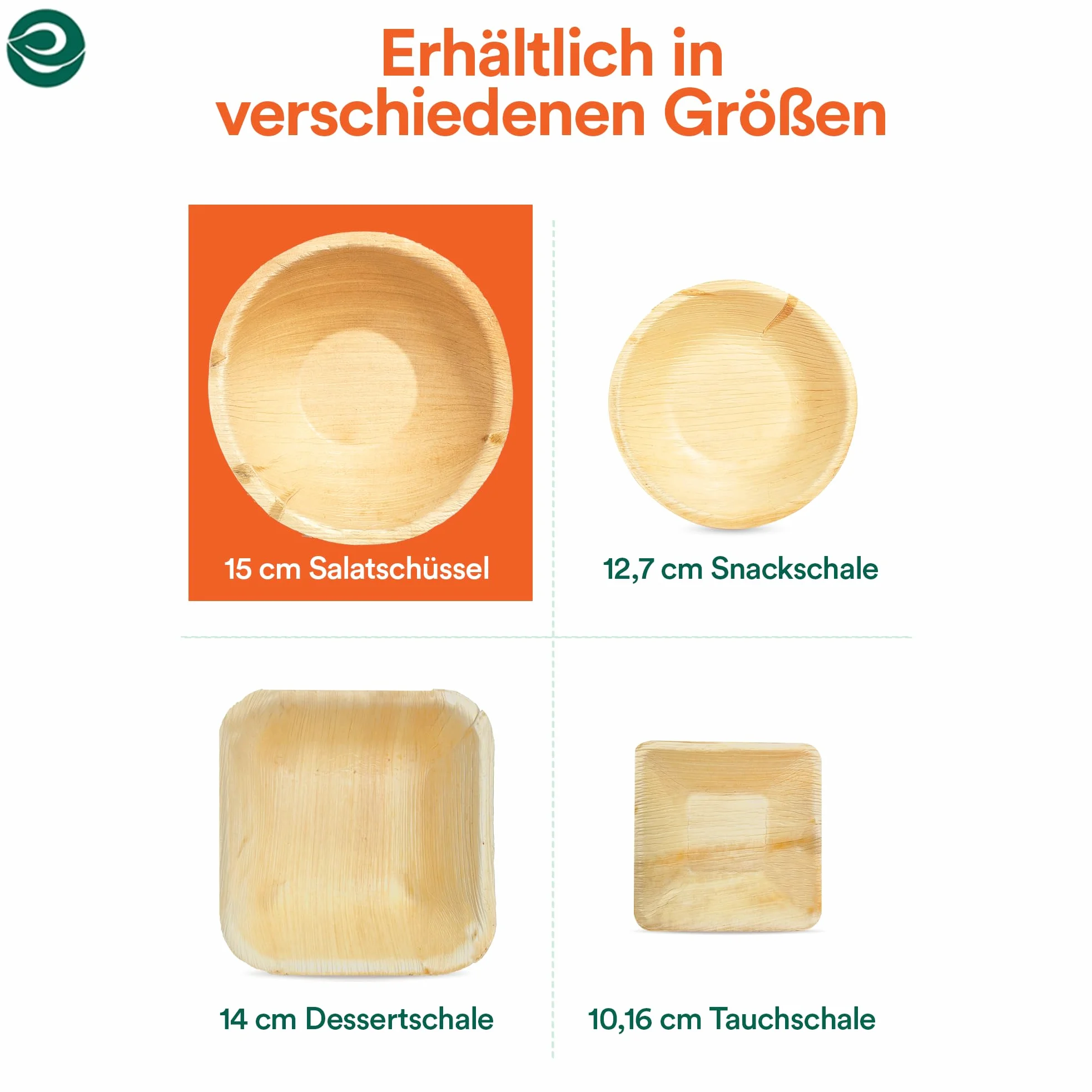 ECO SOUL 100% duże kompostowalne miski z liści palmowych 16 uncji [opakowanie 25] Jednorazowe miski deserowe w stylu bambusa I Odporna ekologicznie wytrzymała miska I 6 cali