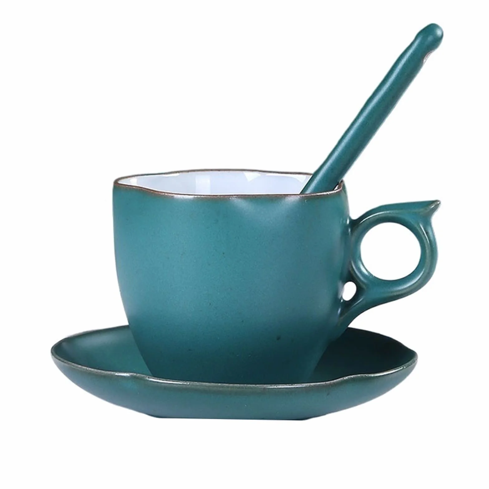 Szklanka Emaliowana, Kawa, Ceramiczny Kubek Do Kawy Z Łyżeczką Do Naczyń, Luksusowy Kubek Do Picia, Kubek Do Herbaty Popołudniowej, Kubek Do Kawy