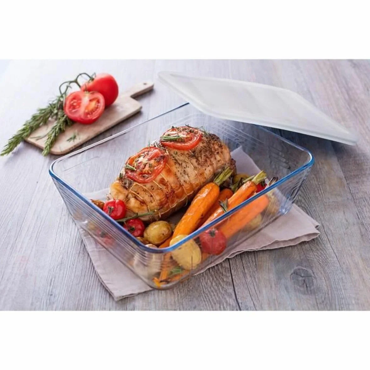 Pyrex 242P000 Cook & Freeze prostokątne naczynie z plastikową pokrywką, szkło, 1,5 litra