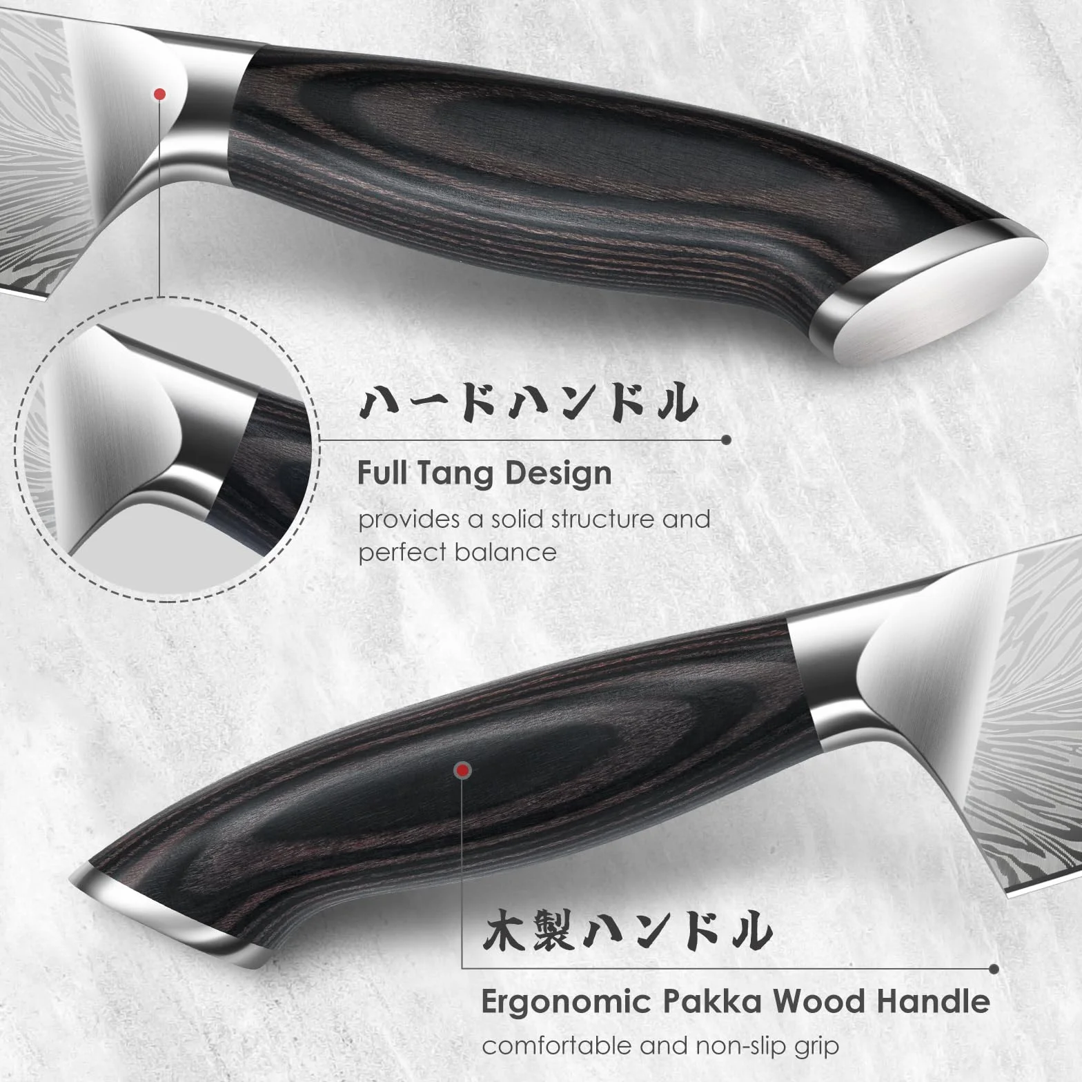 SHAN ZU Nóż Santoku ze stali w proszku, 18 cm profesjonalna kuchnia kuchnia japońska super ostra twarda stal nóż Santoku nóż do warzyw i mięsa, ergonomiczny uchwyt drewniany pakka
