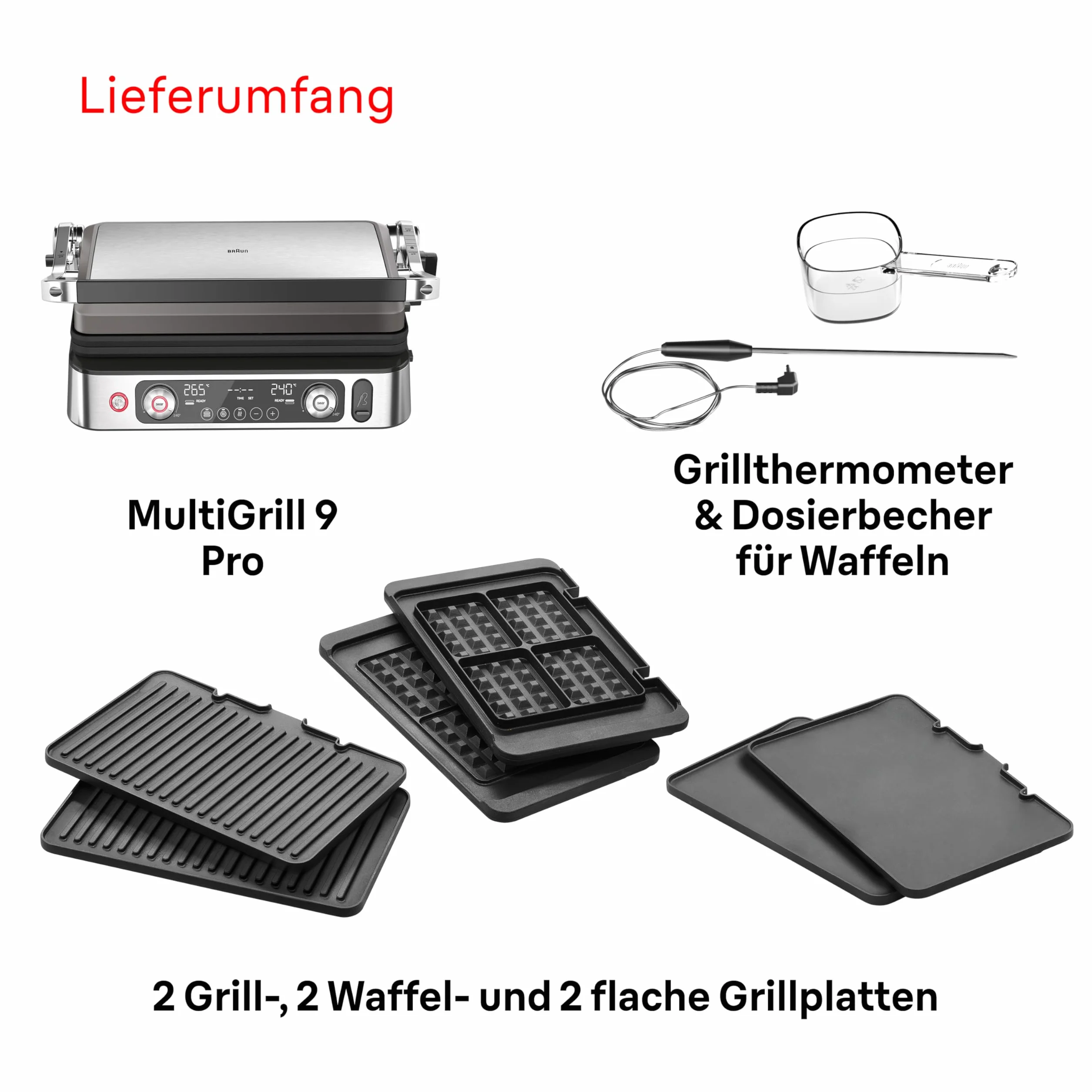 Braun MultiGrill9 CG9167 elektryczna kratka 2200 W 2 termostaty 3 pozycje gotowania sonda termiczna BOOST