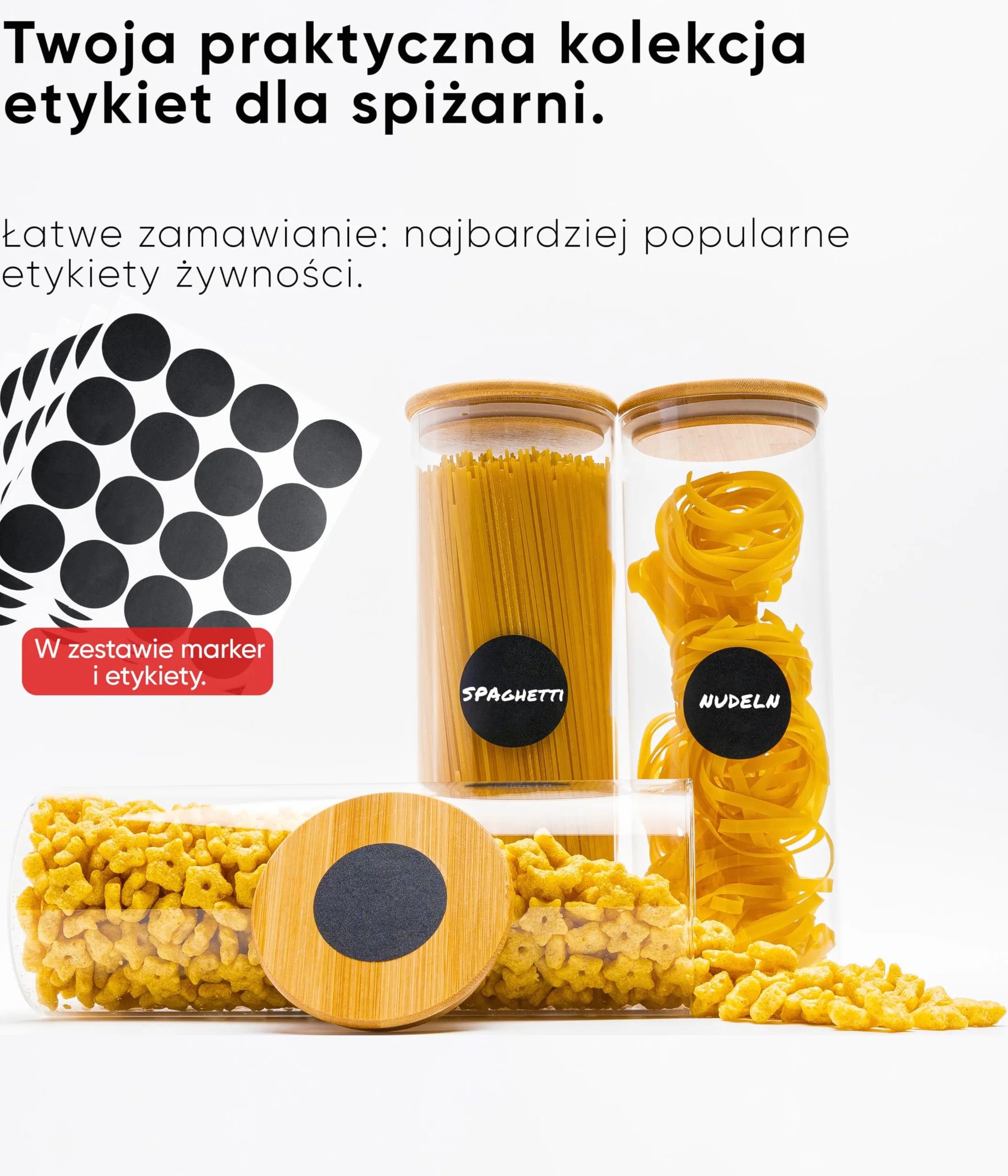 Deco haus® Słoiki do przechowywania z pokrywką, zestaw 3 sztuk do mąkę, szklane pojemniki na zapasy, do przechowywania kuchni, słoiki, szklany pojemnik 3x1950ml