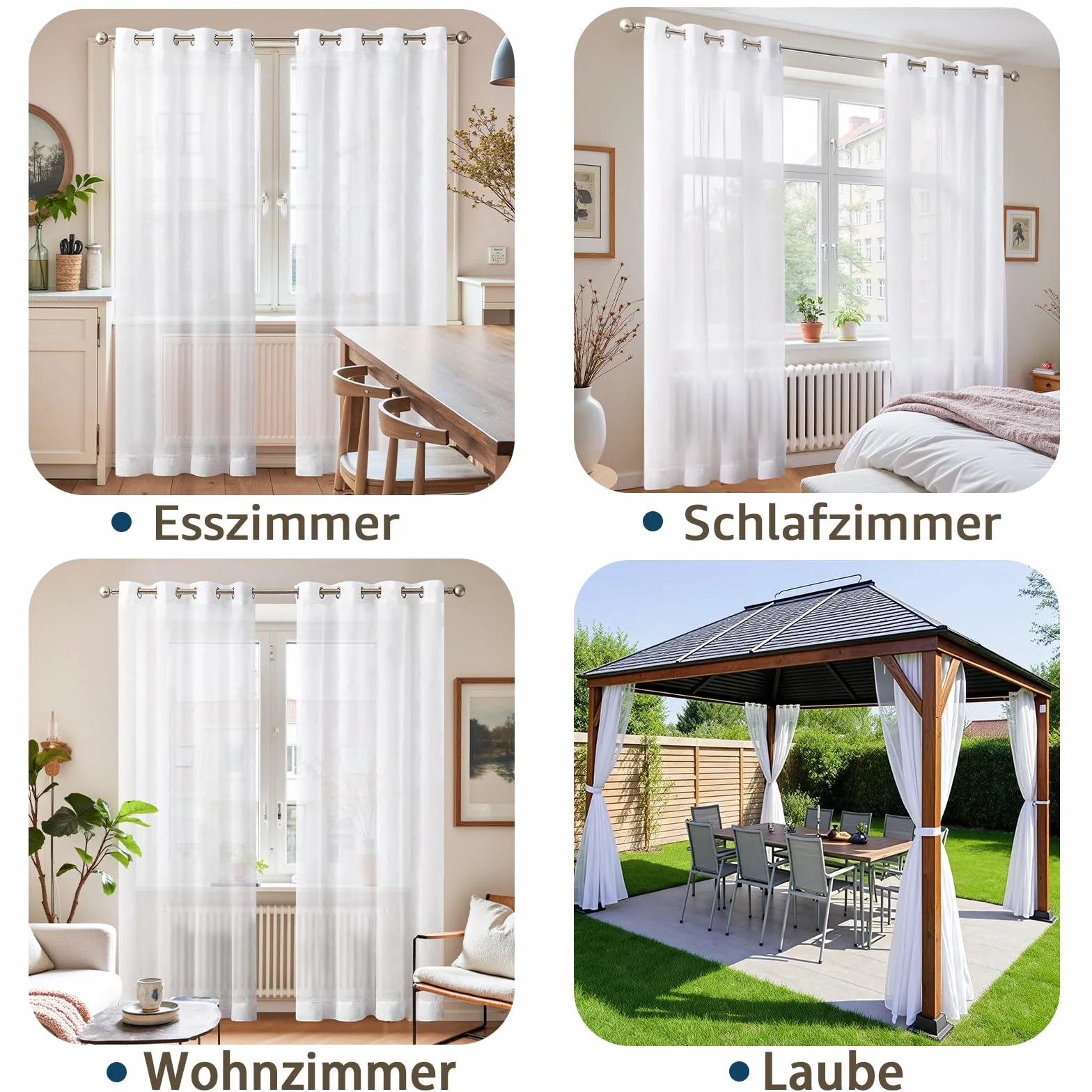 TOPICK TLS Firanka z oczkami poliester, Weiß, 140 x 145 cm