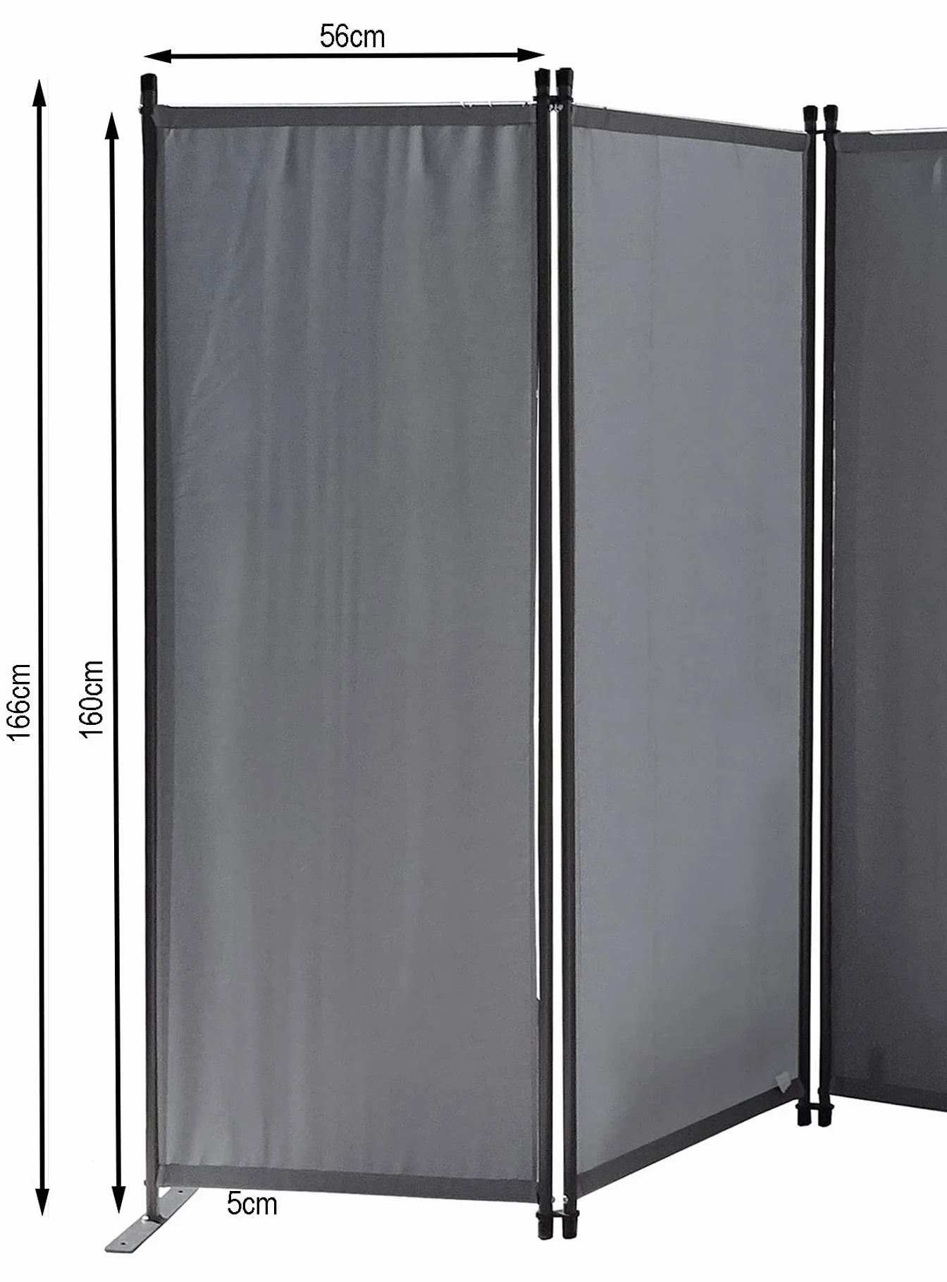 QUICK STAR parawan 6-cz??ciowy, 340 x 165 cm, z materia?u, cianka dzia?owa, balkon, ochrona przed wzrokiem, sk?adany, szary