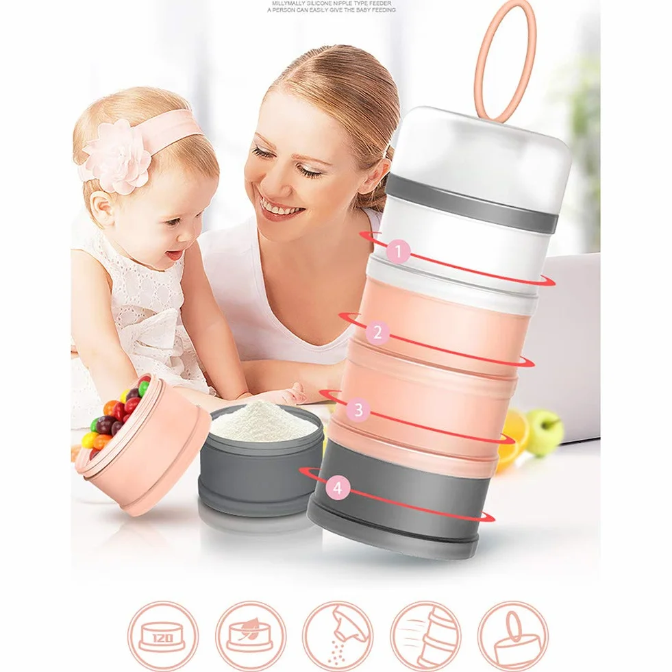 Queta Dozownik mleka w proszku dla niemowląt, 480 ml, Twist-Lock, można układać w stos, w podróży, bez BPA, pojemnik do przechowywania przekąsek, ziarna, żywności, owoców, przekąsek, 2 szt