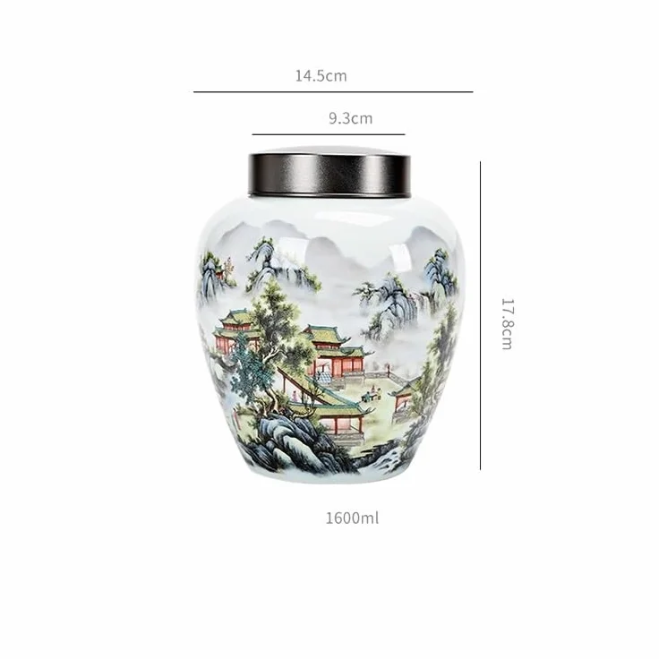 Dzbanek na herbatę Duże ceramiczne puszki do herbaty, domowe puszki do przechowywania, herbata Pu'er, czarna herbata, zielona herbata, szczelne puszki, blaszane pokrywki, puszki na herbatę Longjing