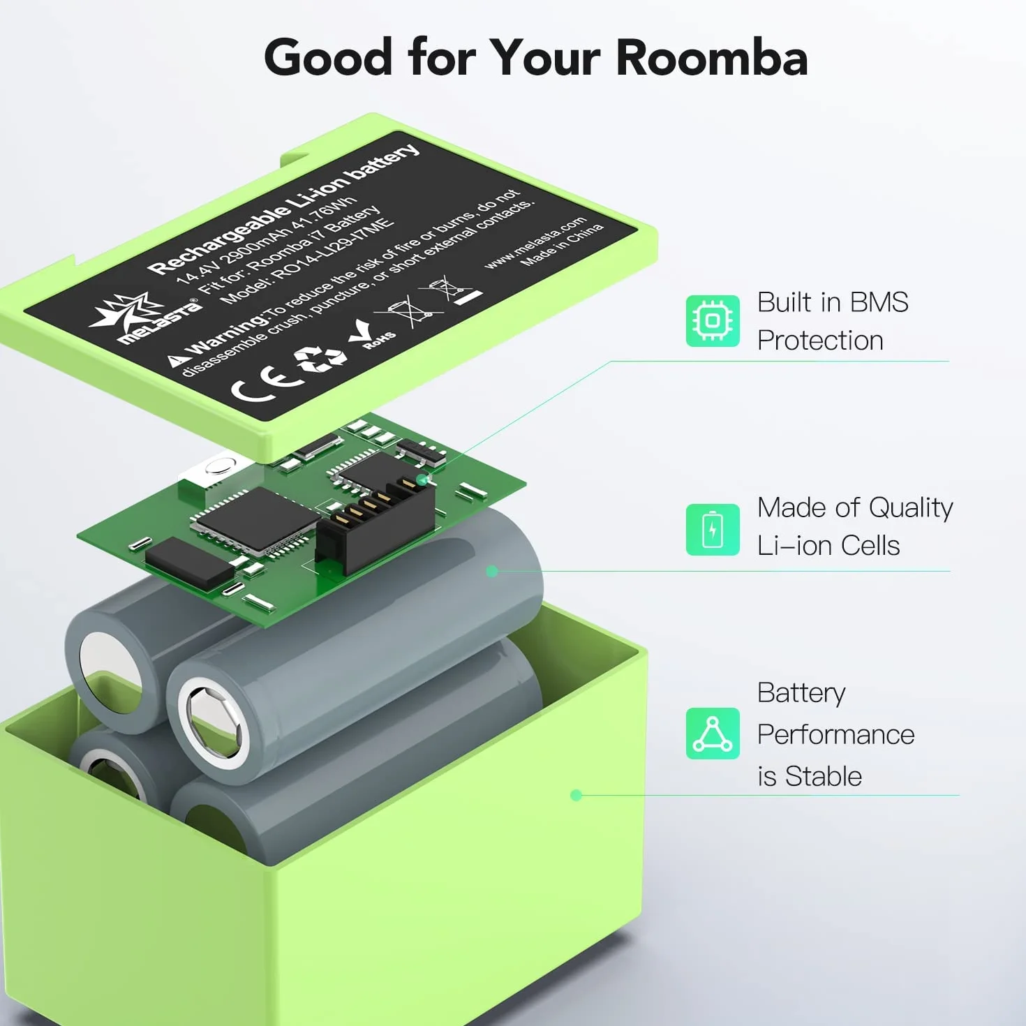 i7 bateria, 14.4V 2900mAh wymiana baterii do Roomba i7/i7+ i4/i4+ i3/i3+ e5 e6 i7158 i7550 i755020 7150 7550, wymiana baterii oni z Litów lub dla Odkurzacz iRobot serii i i i