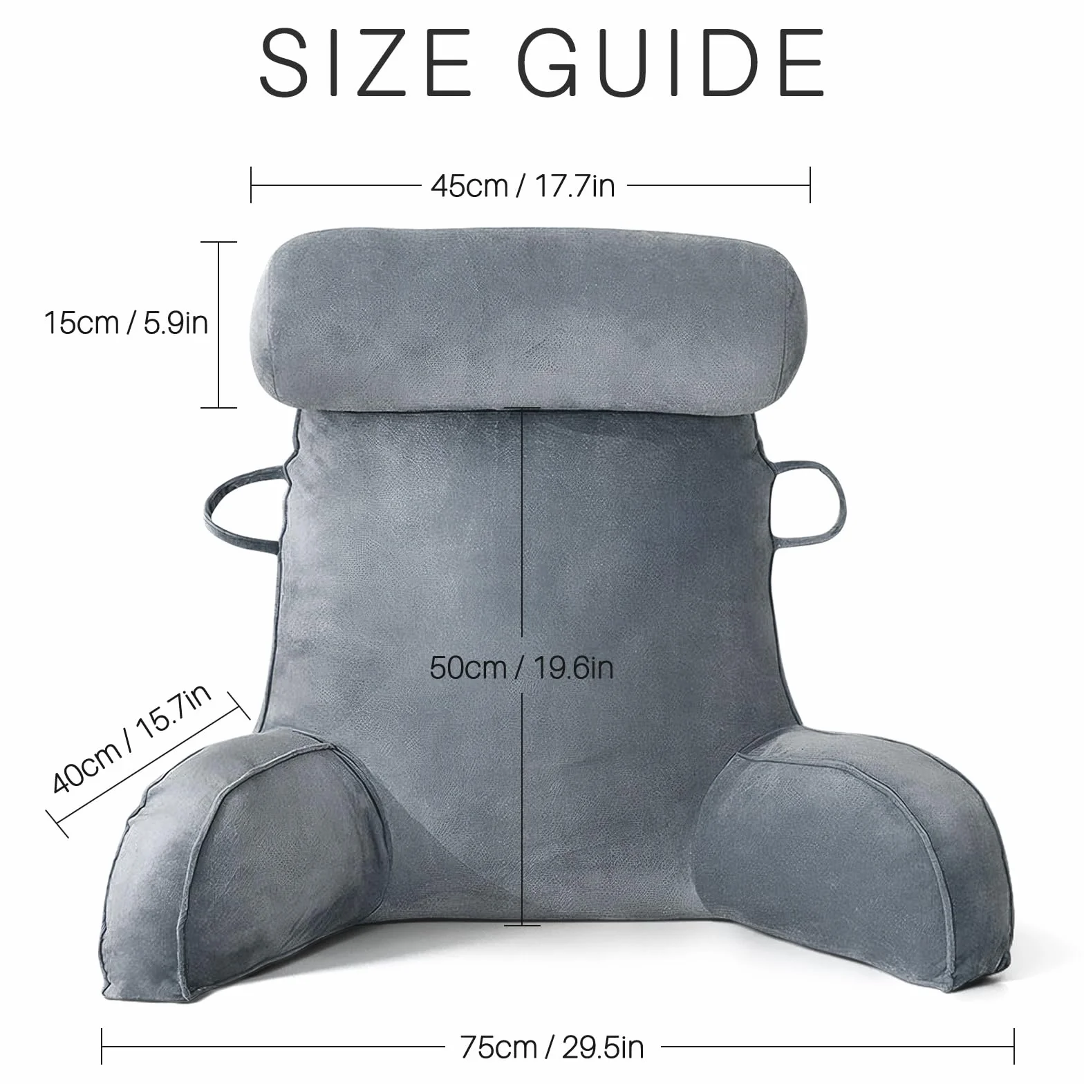 MINGPINHUIUS XL Poduszka do czytania do łóżka i sofy z odpinaną poduszką na szyję, idealna poduszka na plecy dla dorosłych z pianką memory foam dla komfortowego czytania, pracy, zabawy, oglądania