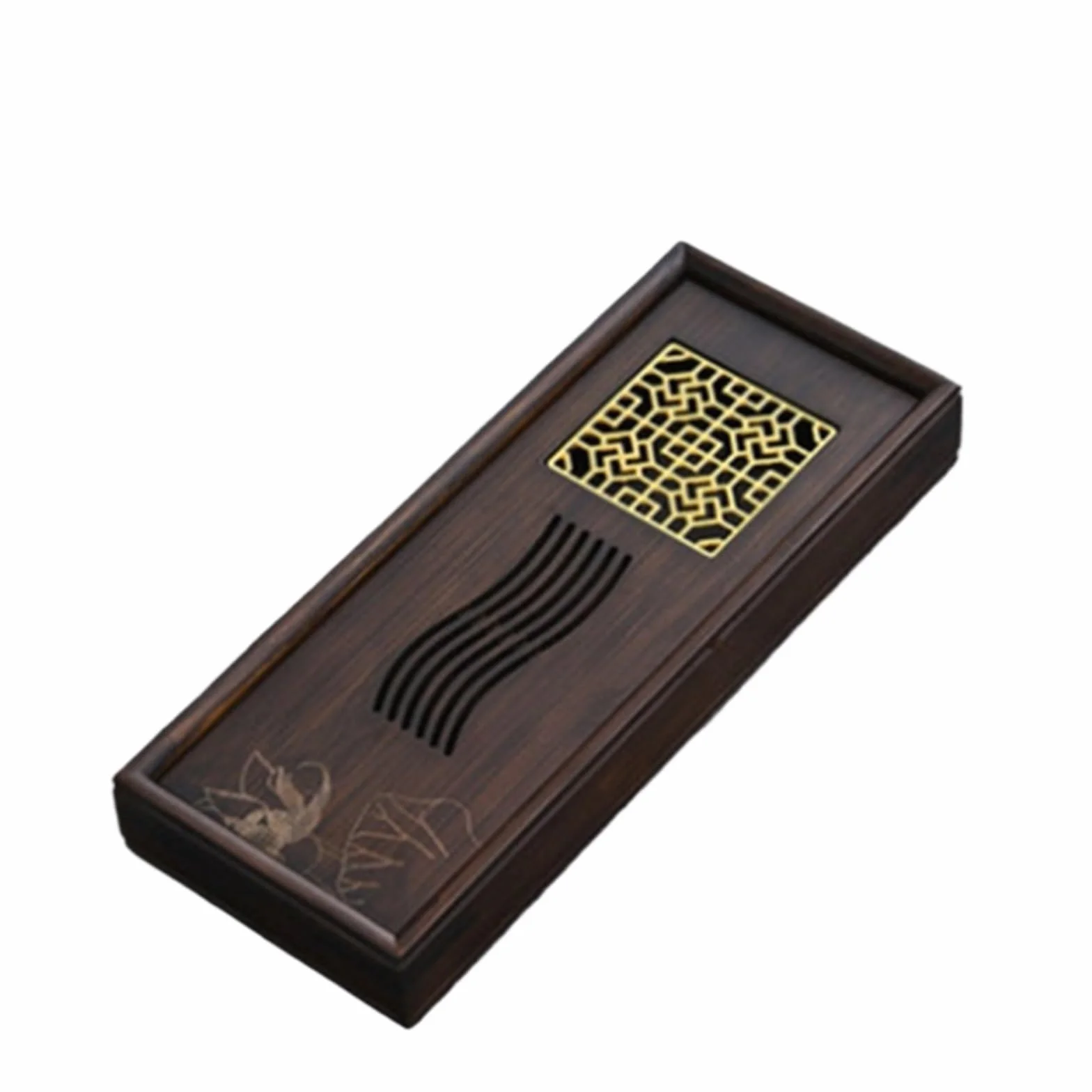 Bambusowa taca do herbaty Kung-Fu, 30 x 12 x 4 cm, pusty panel do przechowywania, na ceremonię parzenia herbaty, akcesoria domowe, elegancka deska do herbaty do domu i na prezent, 600 ml
