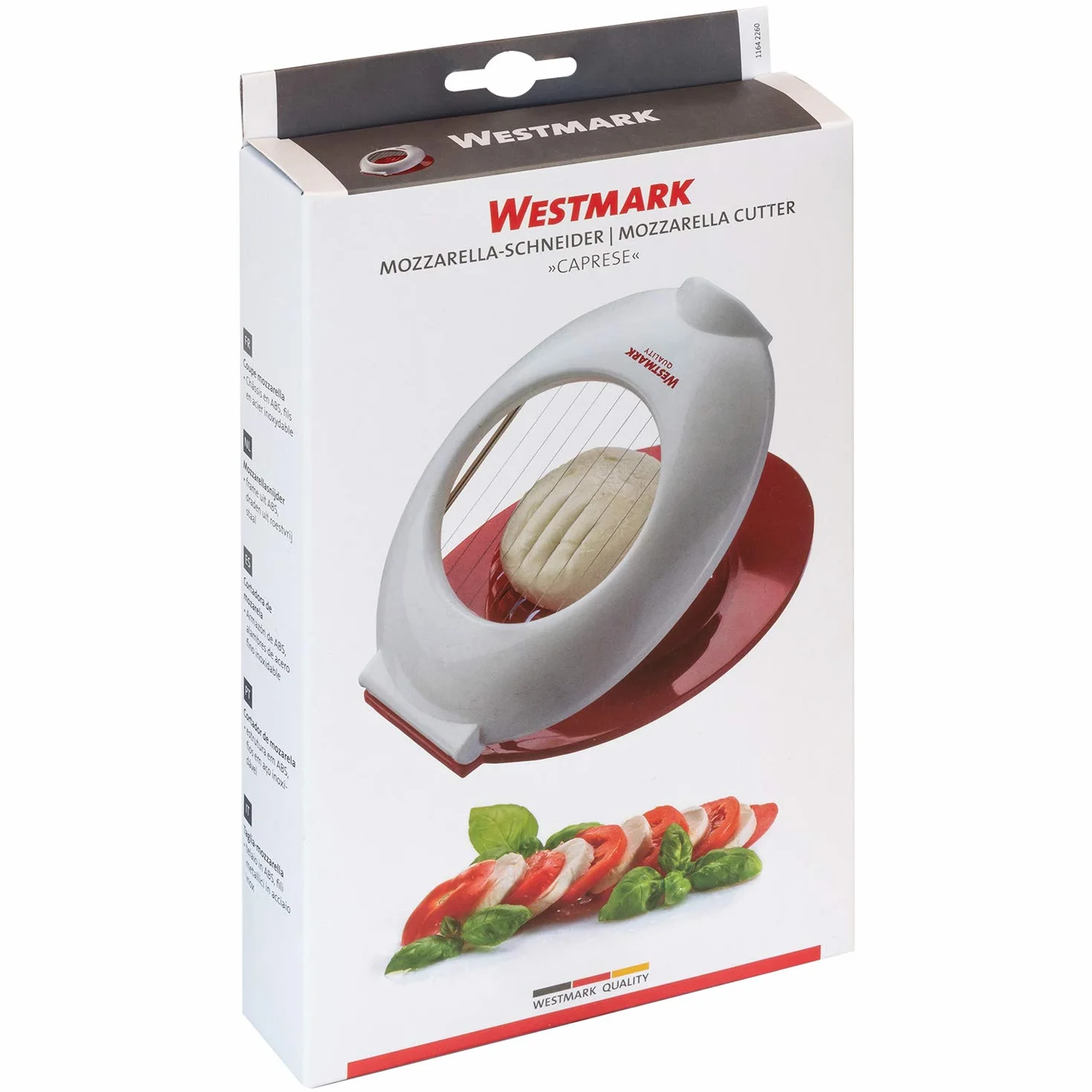 Westmark Krajalnica do mozzarelli, Pojedynczo naciągane druty ze stali nierdzewnej, Tworzywo sztuczne/Stal nierdzewna, Caprese, Czerwony/Biały, 11642260