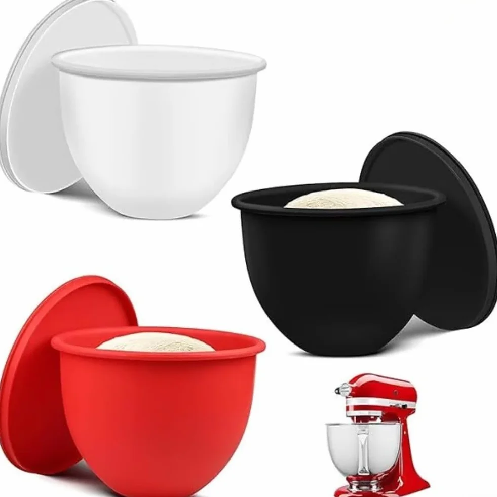 Silikonowa wkładka do robota kuchennego do miksera stojącego Kitchenaid, silikonowa wkładka do miski z pokrywką, do miksera pionowego, nadaje się do mycia w zmywarce i kuchence mikrofalowej, odporna