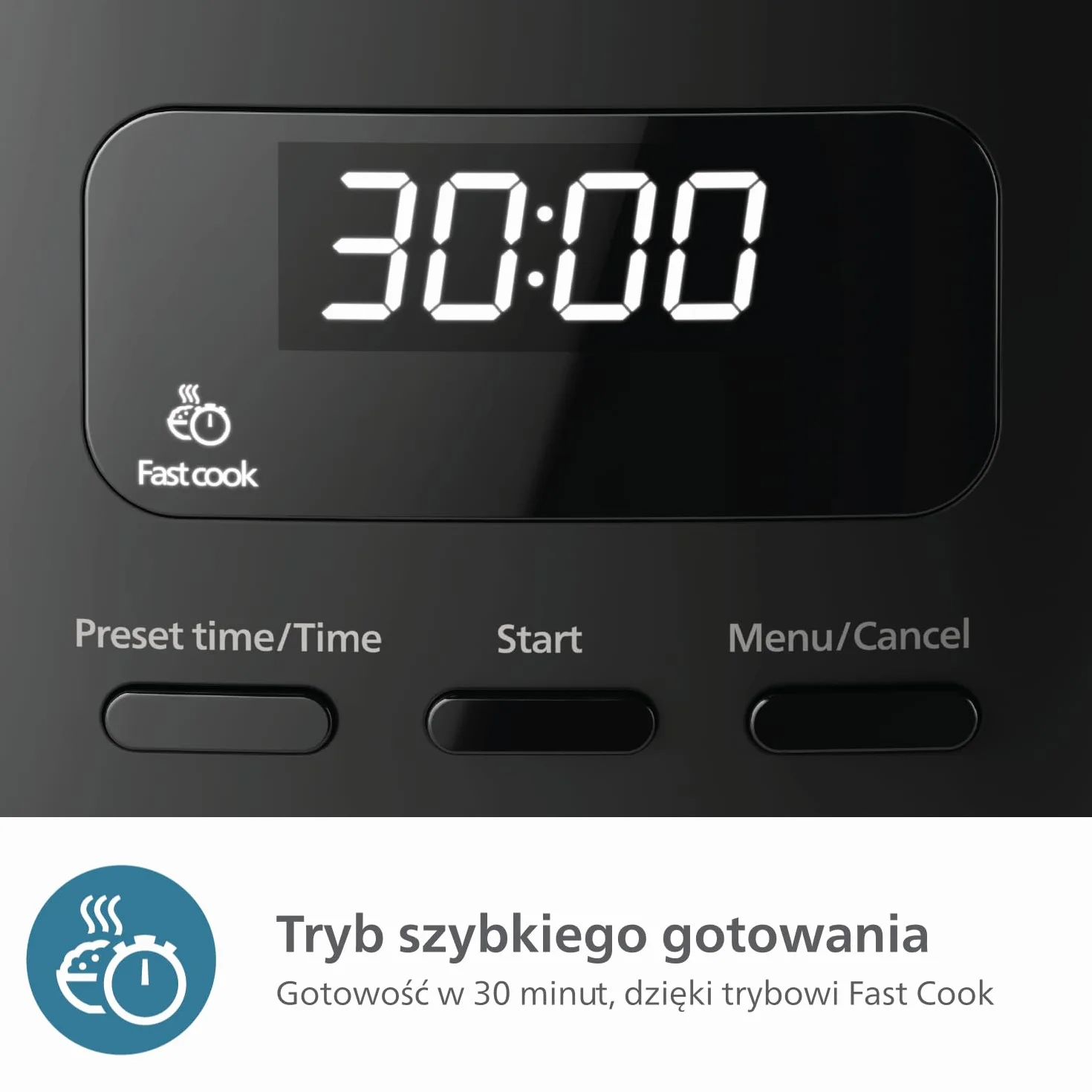 Mini urządzenie do gotowania ryżu Philips z serii 3000-0,54 l, 5-warstwowa powłoka Bakuhanseki, 30-minutowy tryb szybkiego gotowania, 5 automatycznych menu, kolor czarny (HD3080/80)