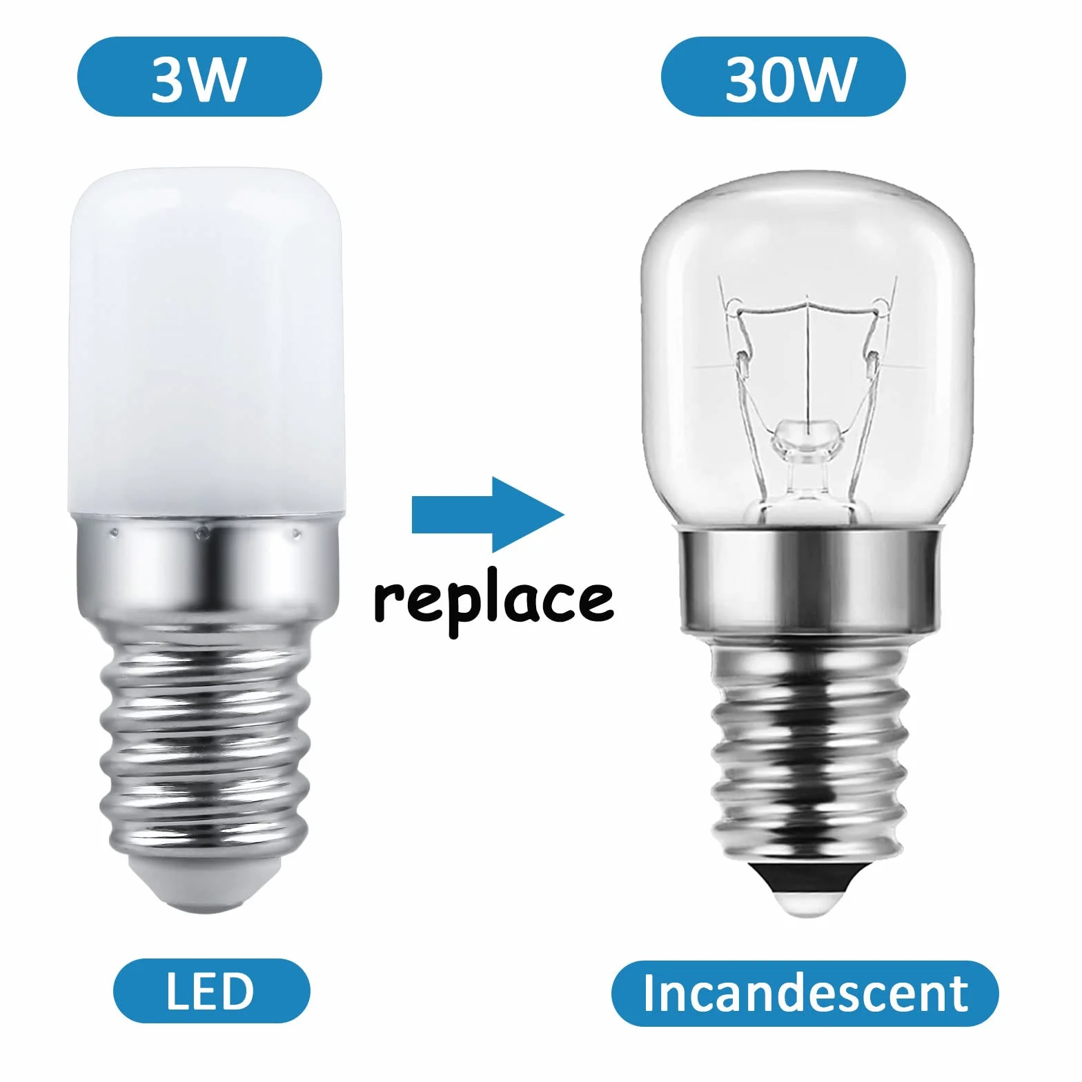 SCNNC Lampy LED T18 E14 do lodówki, 3 W, AC 230 V, 300 lm, zimna biel 6000 K, bez możliwości ściemniania, odpowiada żarówce 30 W, E14 LED do lodówki, lampy solnej, maszyny do szycia, światło nocne, 2
