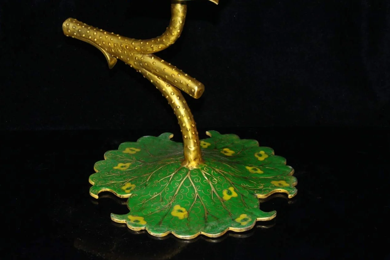 Antyczna opona miedziana, filigran Cloisonne, kadzielnica z liści lotosu, ozdoby, artykuły gospodarstwa domowego, przedmioty kolekcjonerskie