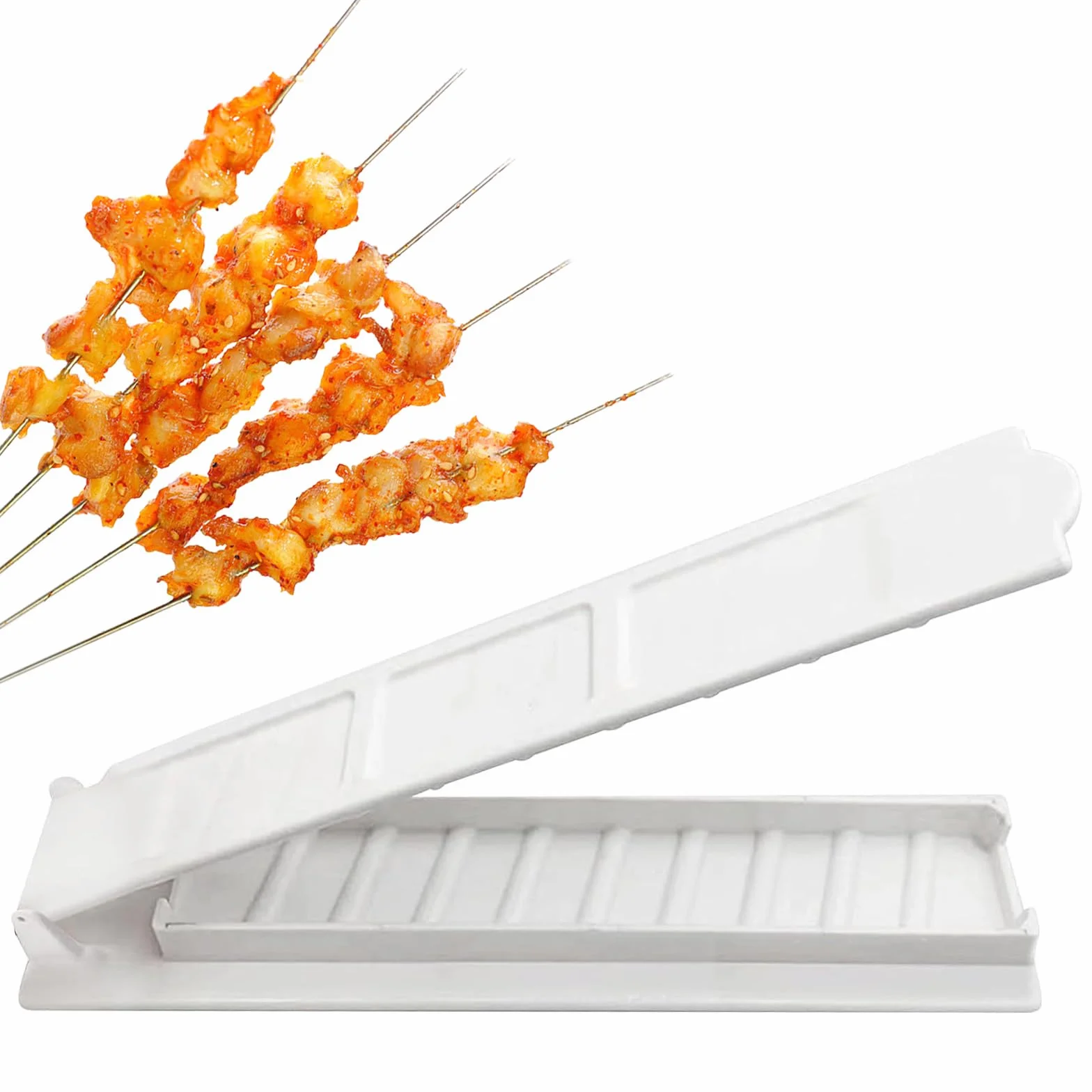 Kebab Maker, 30 cm długa forma do prasowania, grube tworzywo sztuczne, ręczna forma do kebaba, turecki szaszłyk, prasa do kebabu, biała, do kuchni, domu, na piknik, na kemping