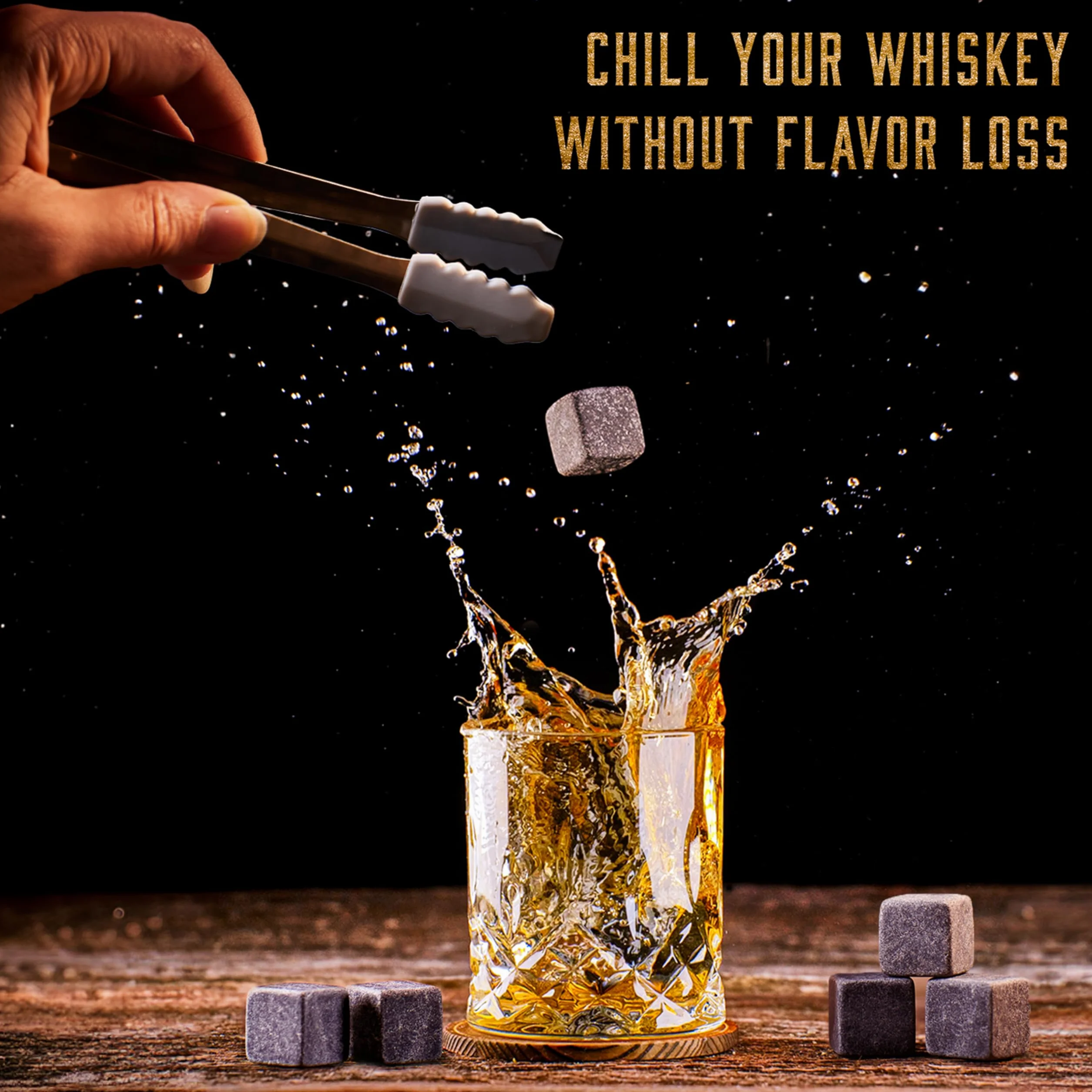 WHISISKEY Zestaw Szklanki do Whisky - Zestaw Prezentowy Whisky - Szklanek do Whiskey - Prezenty dla Mężczyzn - Pudełko Prezentowe, 2 Szklanki na Whisky 310ML, 8 Kamienie do Whisky, Akcesoria