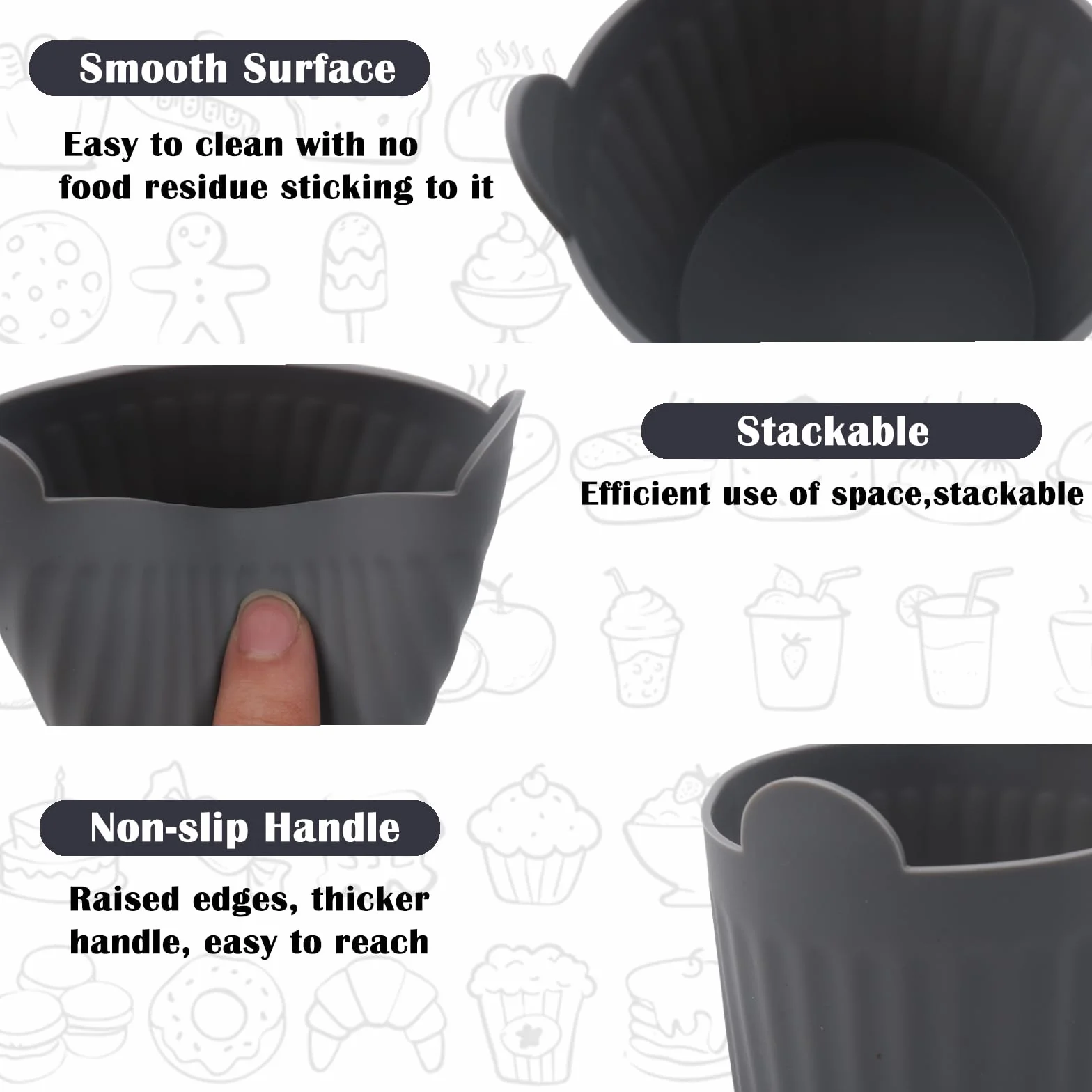 6 sztuk silikonowych form do Airfryer, wielokrotnego użytku akcesoria do Airfryer formy do jajek, wymienne papier do pieczenia akcesoria do urządzenia do smażenia na gorąco do przygotowywania ciast