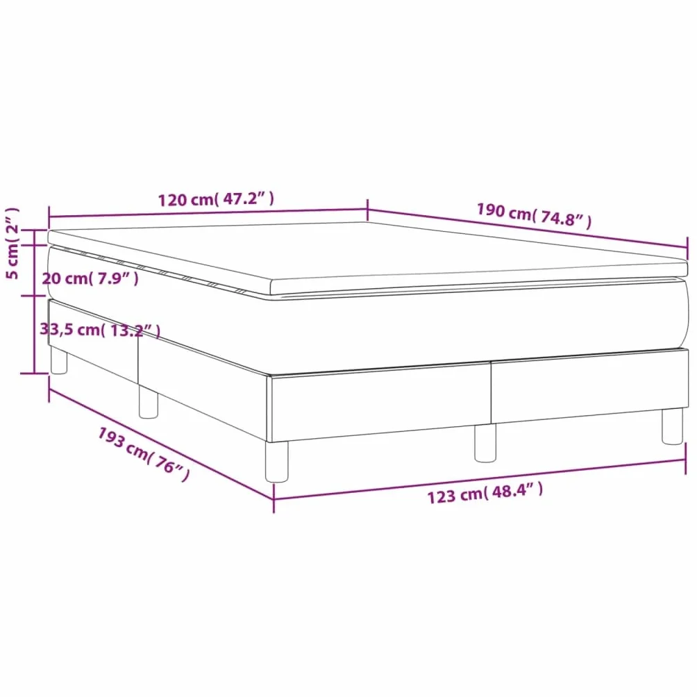 Łóżko kontynentalne z materacem, jasnoszare 120 x 190 cm, aksamitne pokrycie, materac kieszeniowy, średnie podparcie, zapewnia spokojny sen, nowoczesny mebel do sypialni