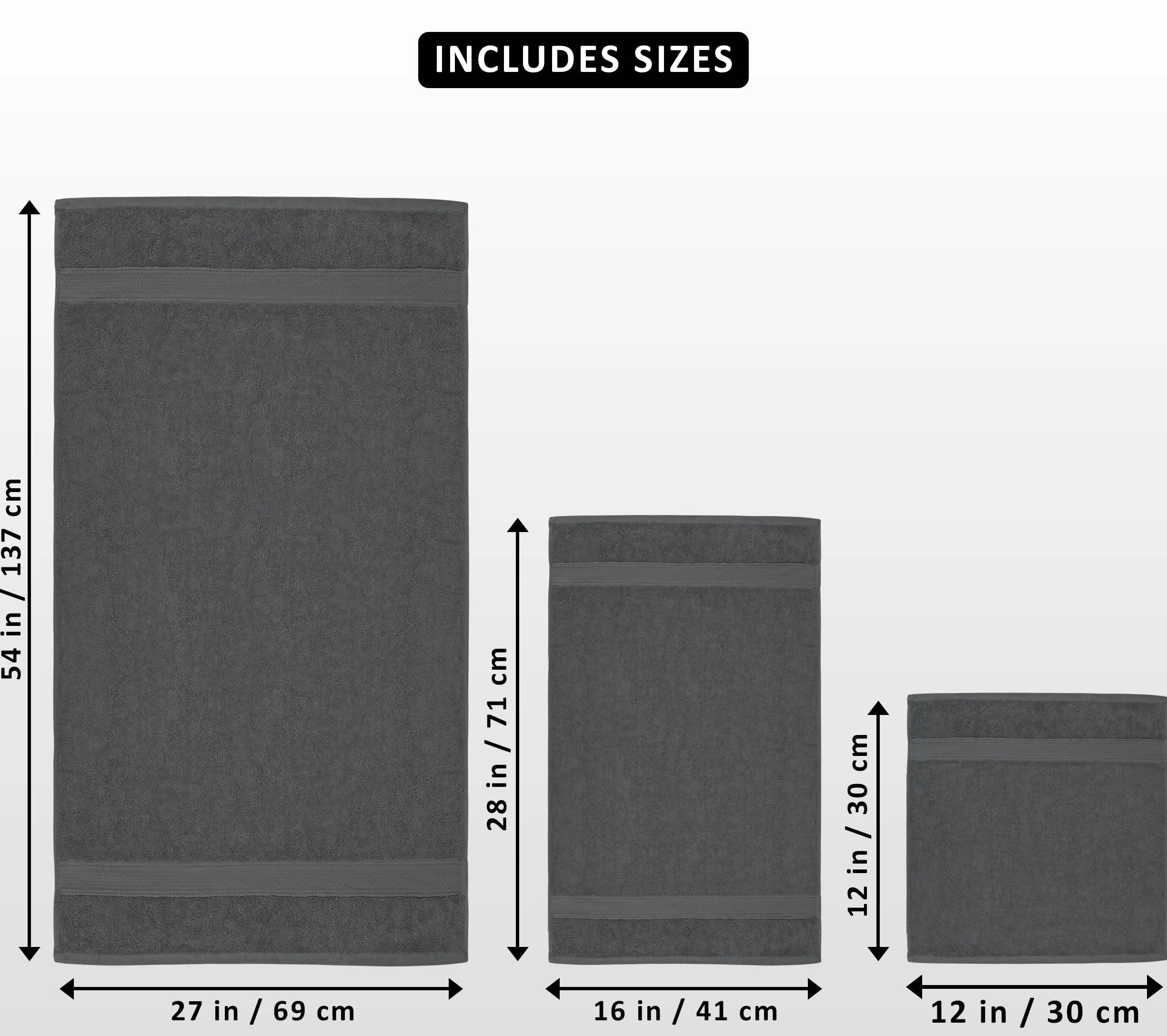 Utopia Towels 8-częściowy zestaw ręczników z bawełny z zawieszką – 2 ręczniki kąpielowe, 2 ręczniki do rąk i 4 ściereczki do mycia (szary)