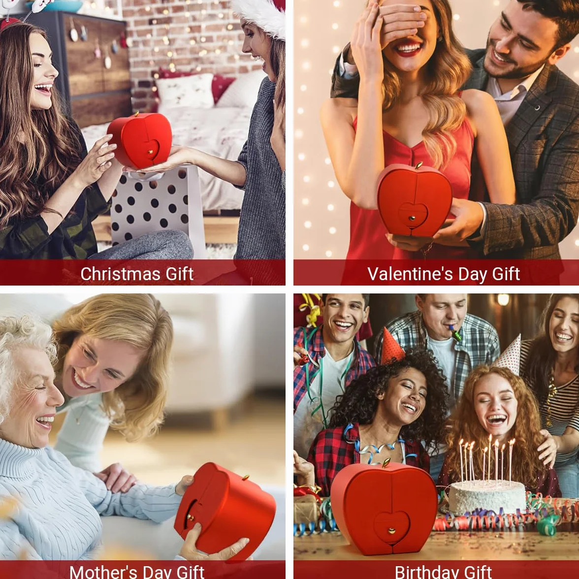 Emibele Mother's Day Preserved Red Rose for Women Mom Grandma, Eternal Flower Rose Box with Heart Necklace I Love You 100 Languages, Gifts for Wife Girlfriend Her on Valentines Birthday Anniversary