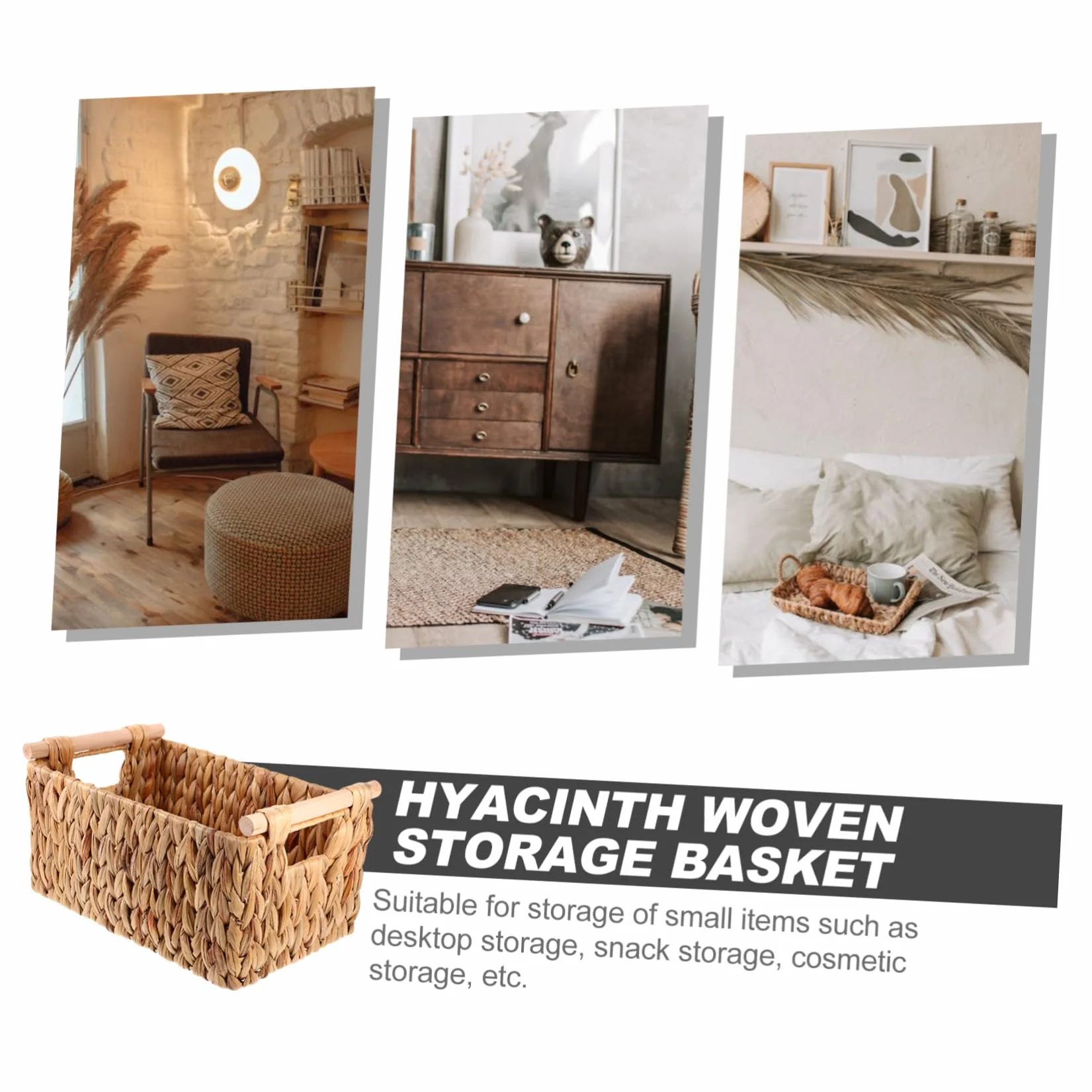 CHILDWEET Koszyk Wykonany z Trawy Wodnej Naturalny Koszyk Woven Do Przechowywania Dekoracyjny Organizer Do Zabawek i Biura